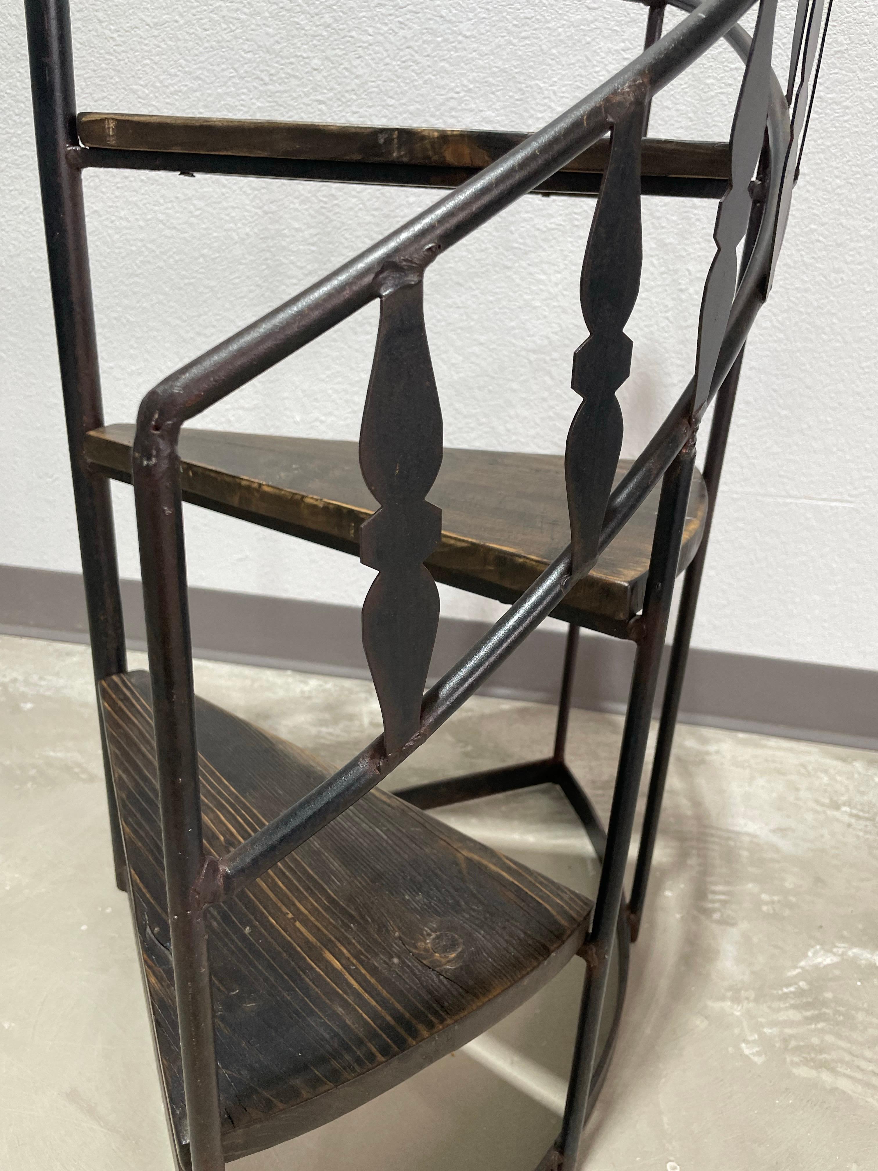 Wrought Iron Arthur Umanoff for Shaver Howard Spiral Staircase Plant Stand For Sale