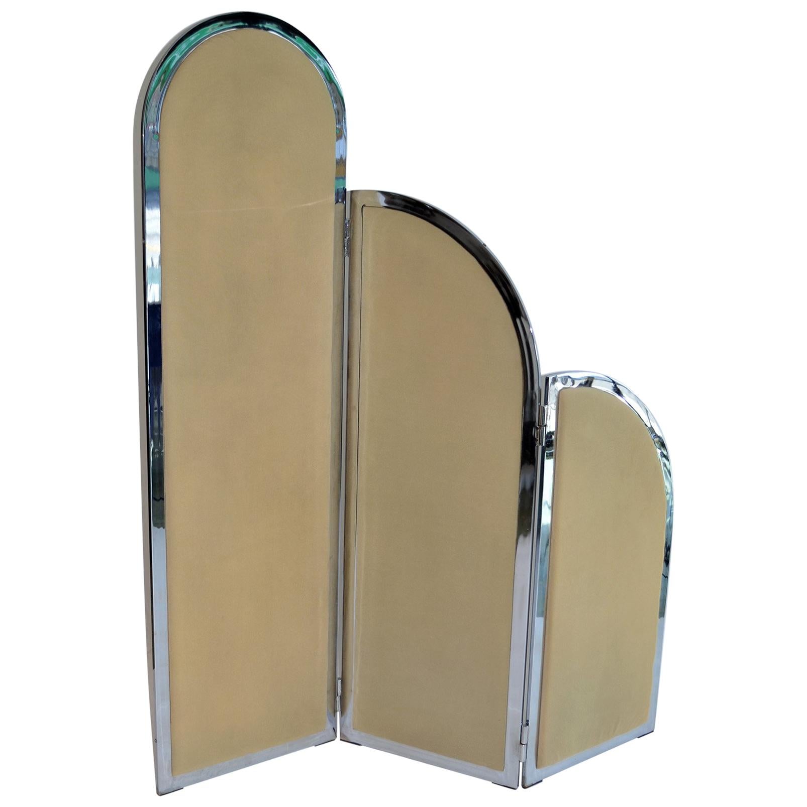 Paravento geometrico Foldes di Arthur Umanoff, Thaden Metals, USA, anni '70