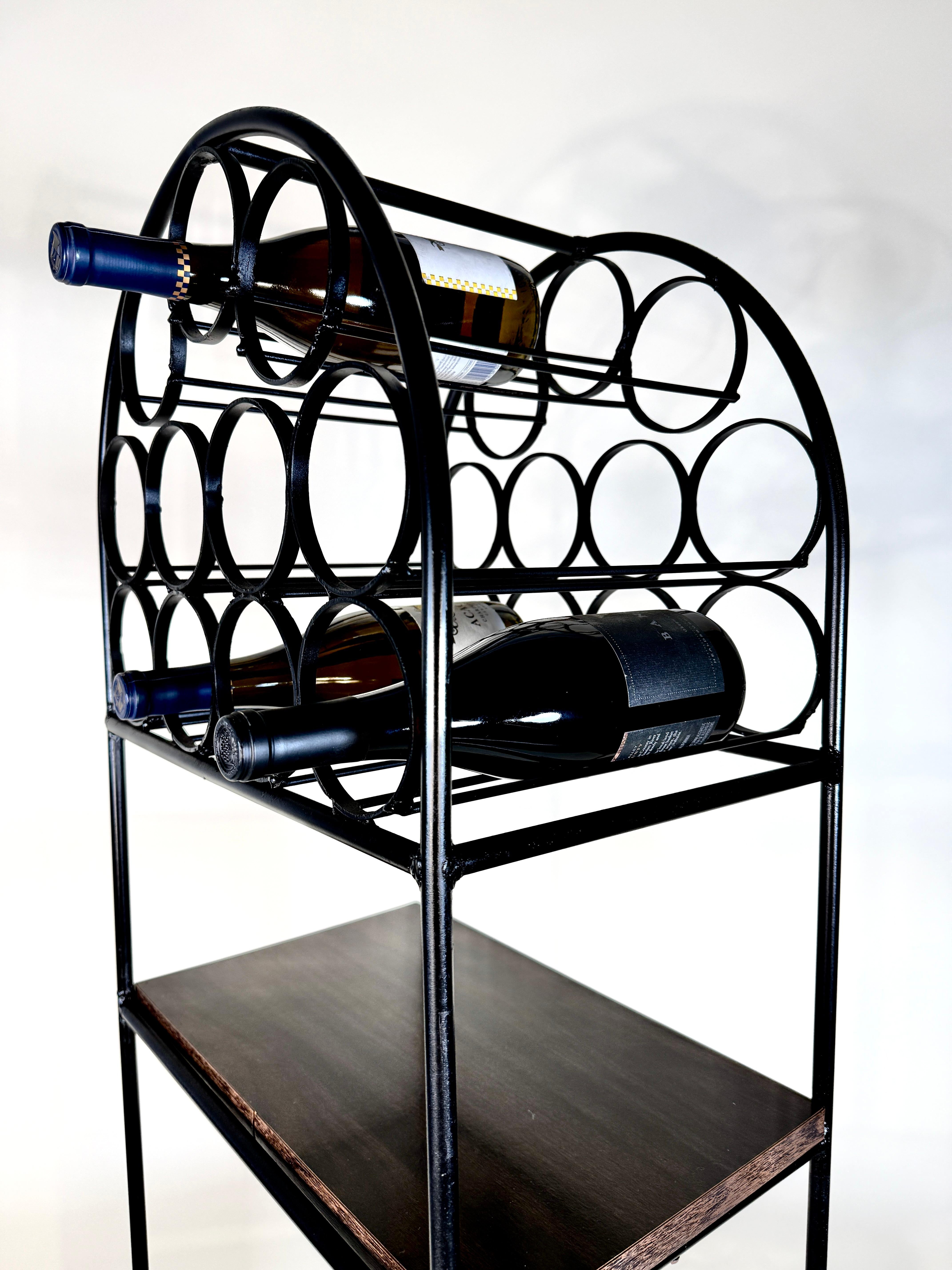 Arthur Umanoff Iron & Rattan Wine Rack with Shelves in vendita 5