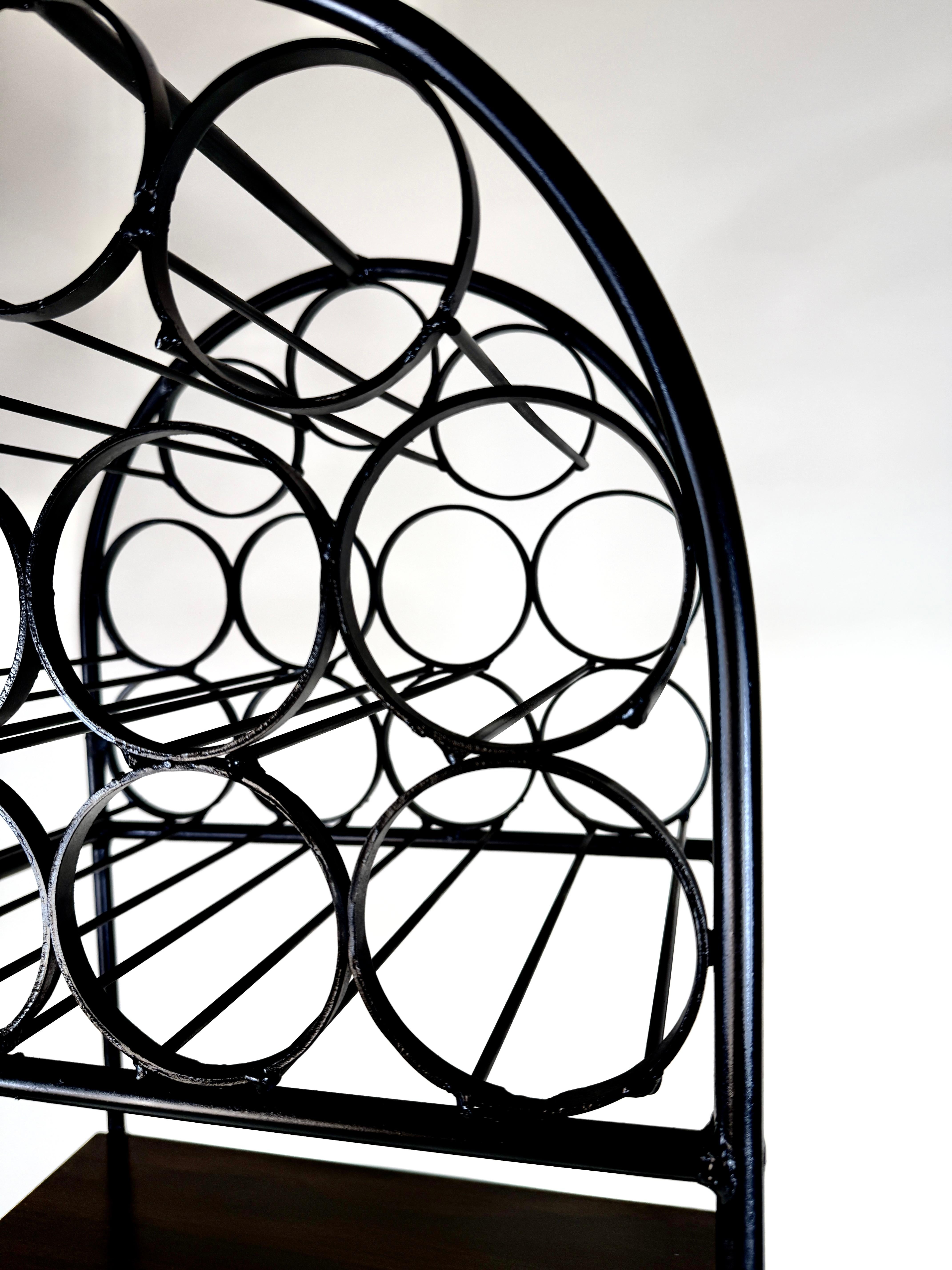 Americano Arthur Umanoff Iron & Rattan Wine Rack with Shelves in vendita