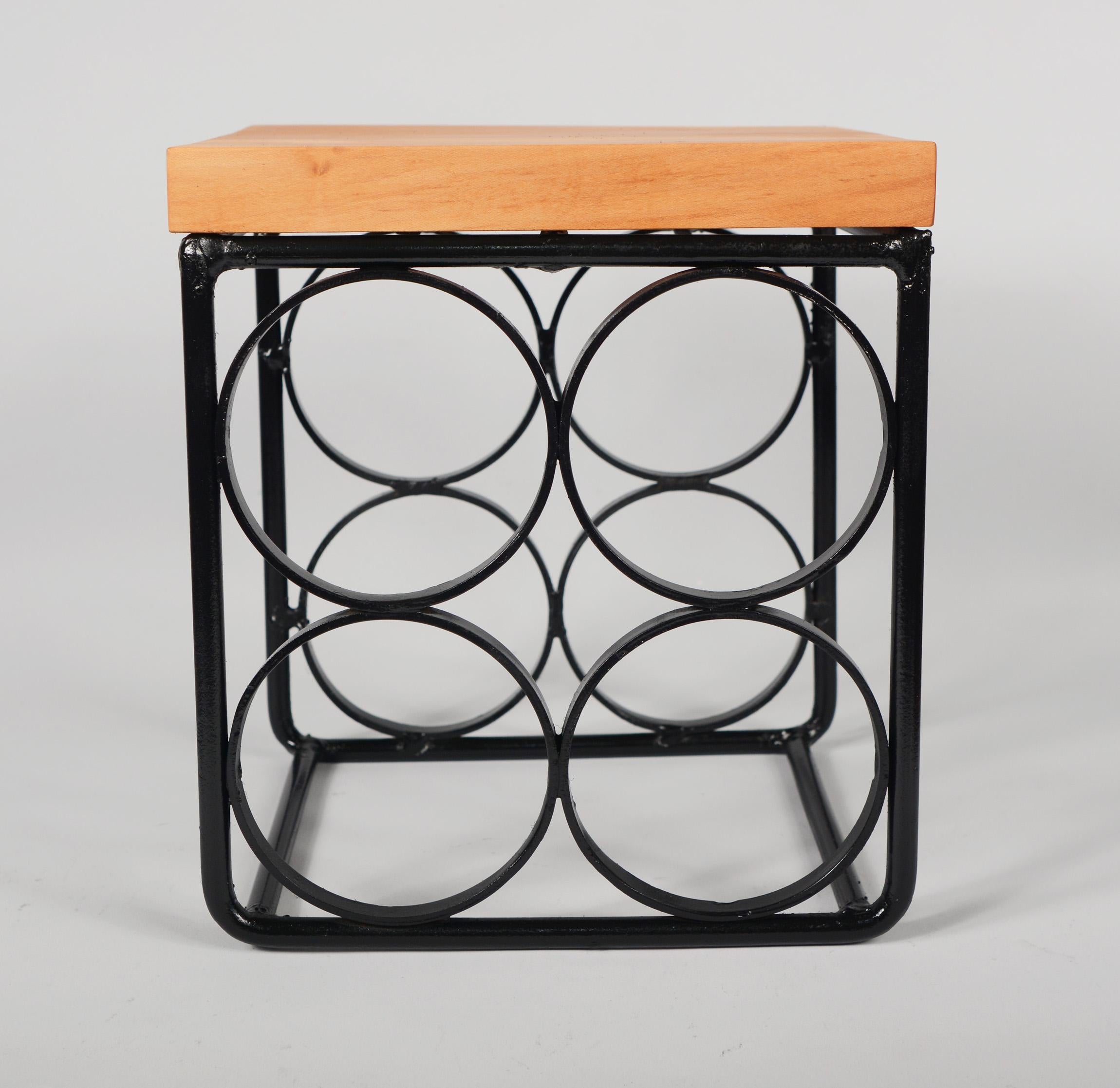 20th Century Arthur Umanoff Iron and Birch Wine Rack