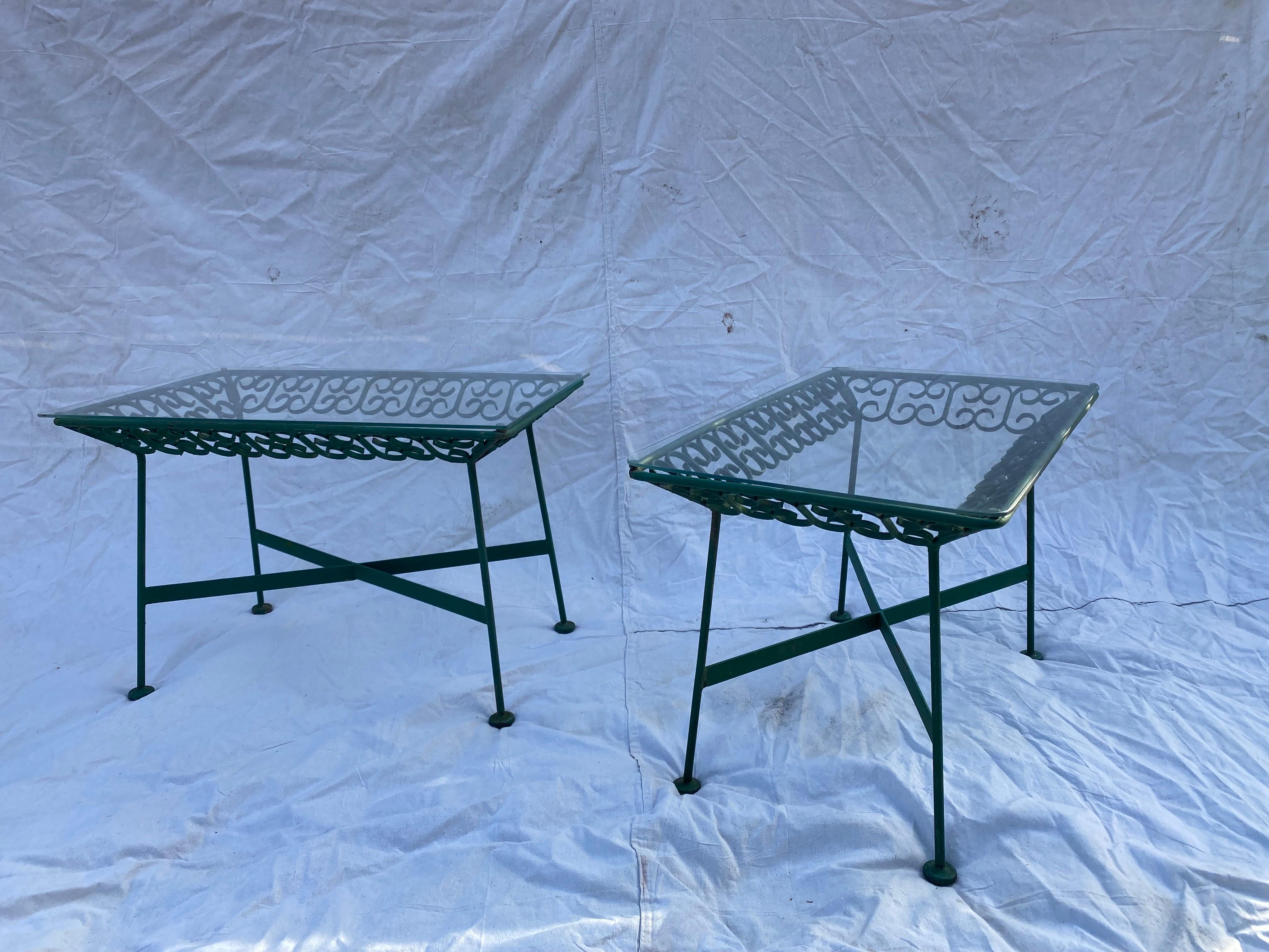 Mid-Century Modern Arthur Umanoff Iron and Glass Side Tables