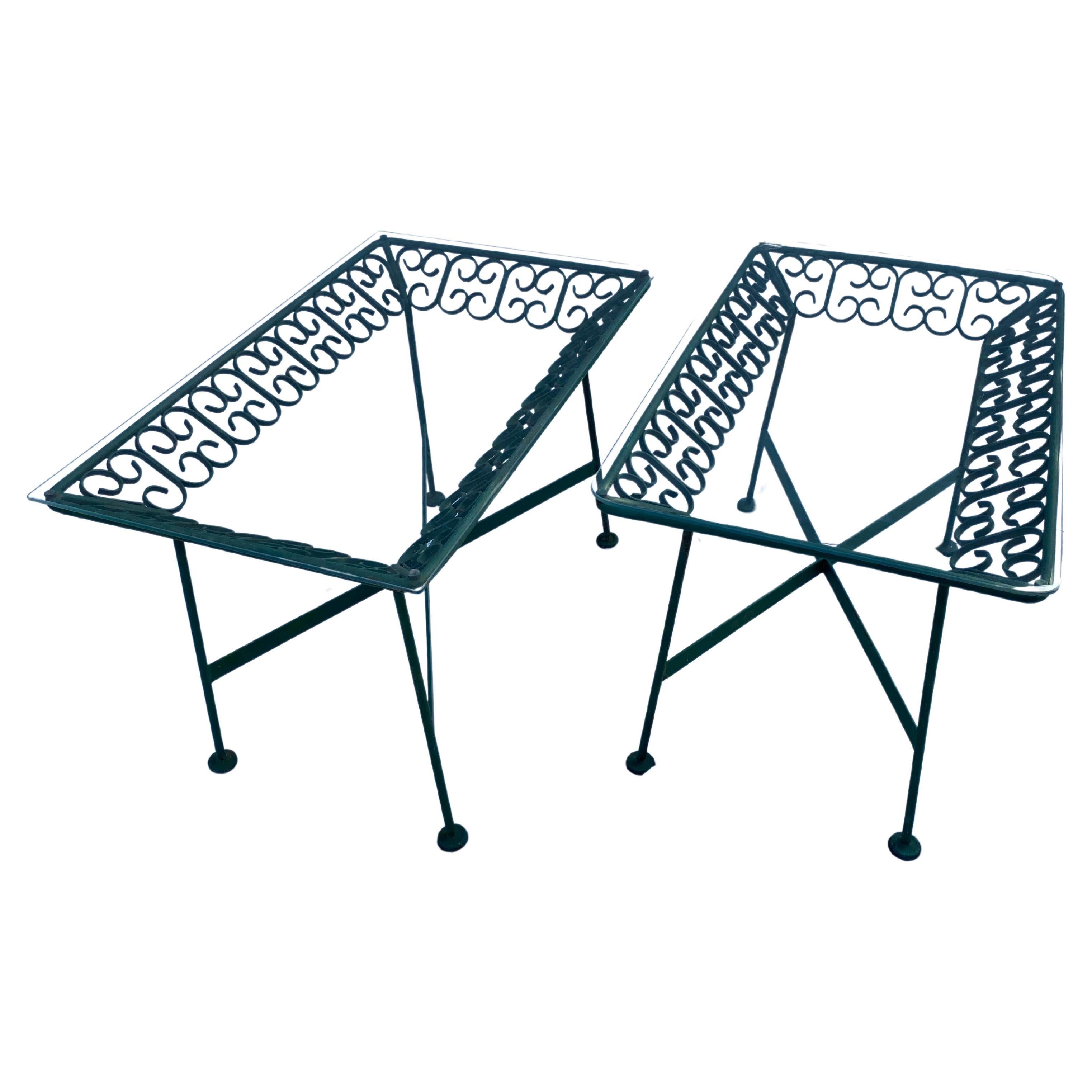 Arthur Umanoff Iron and Glass Side Tables