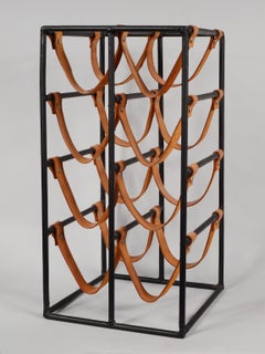 Arthur Umanoff Iron and Leather Wine Rack