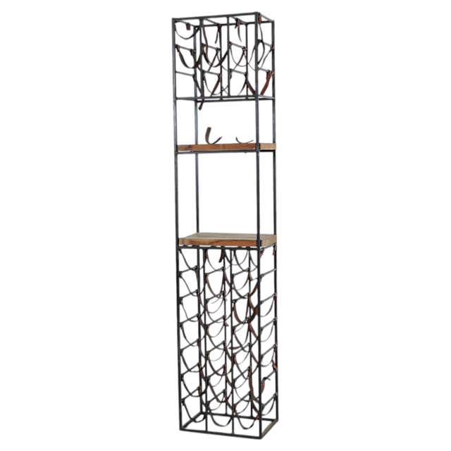 Euro Racking Dimensions Mid-Century Modern Arthur Umanoff Wrought Iron and Leather Wine Rack ...