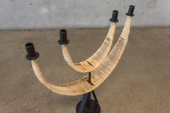 Arthur Umanoff Iron and Rattan Candelabra