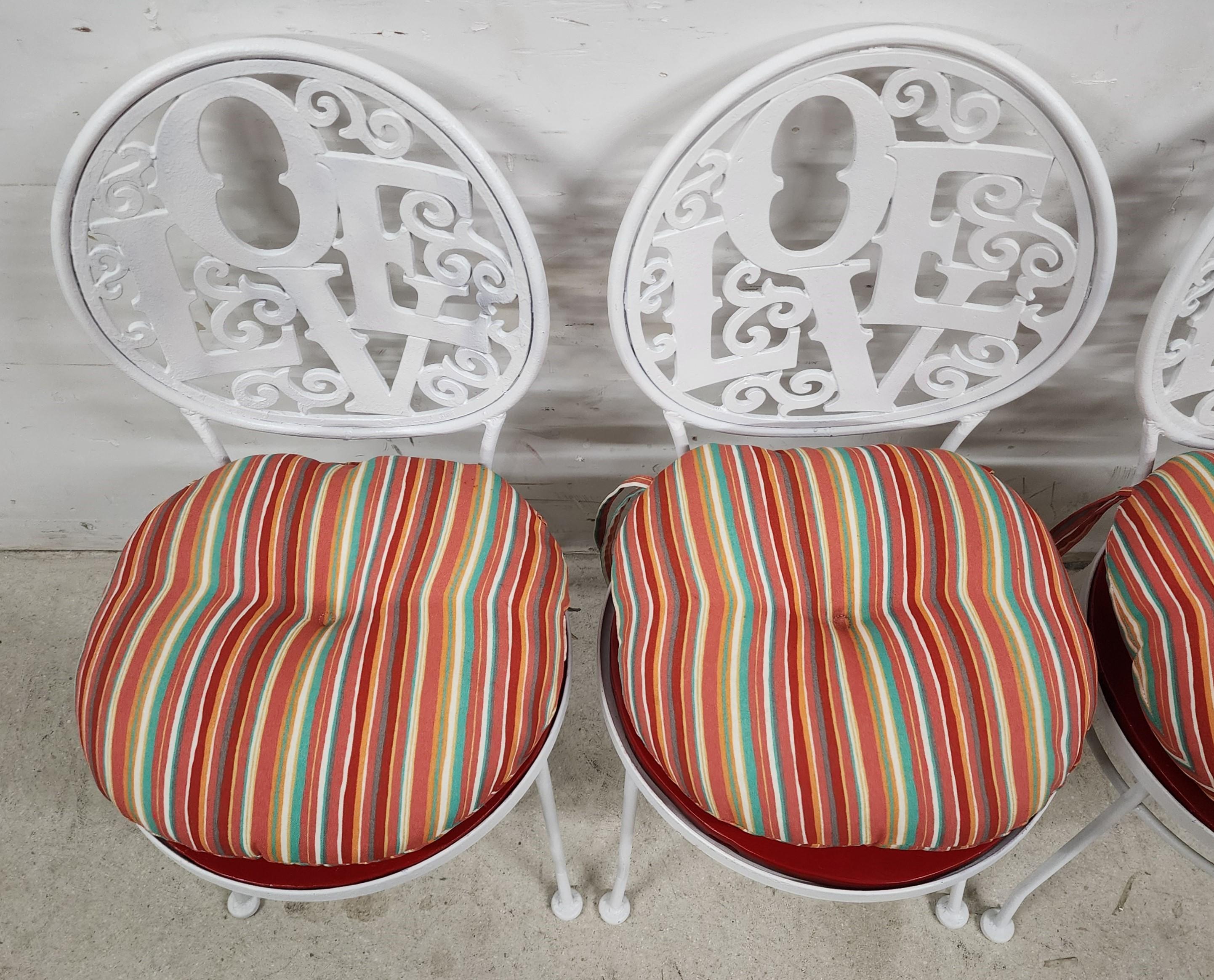 Metà XX secolo Arthur Umanoff Iron LOVE Chairs 1960s Set of 4 in vendita