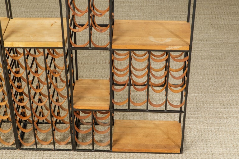 Arthur Umanoff Iron Room Dividers w 140 Leather Wine Bottle Holders