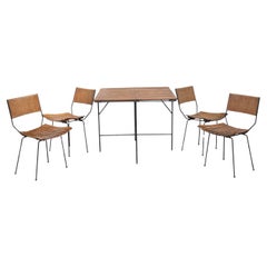 Arthur Umanoff Iron & Slat Chair & Square Table Set