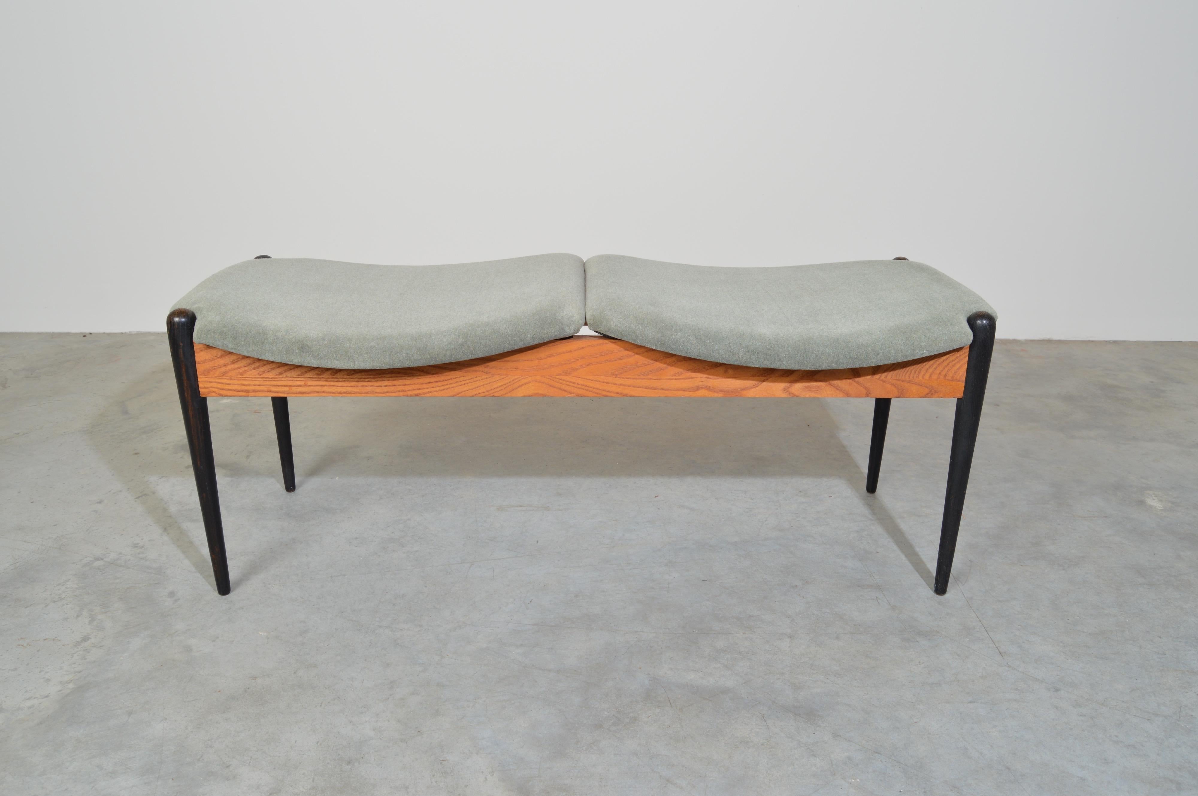 Mohair Arthur Umanoff John Stuart Attr. Mid-Century 2 Seat Bench After Gio Ponti