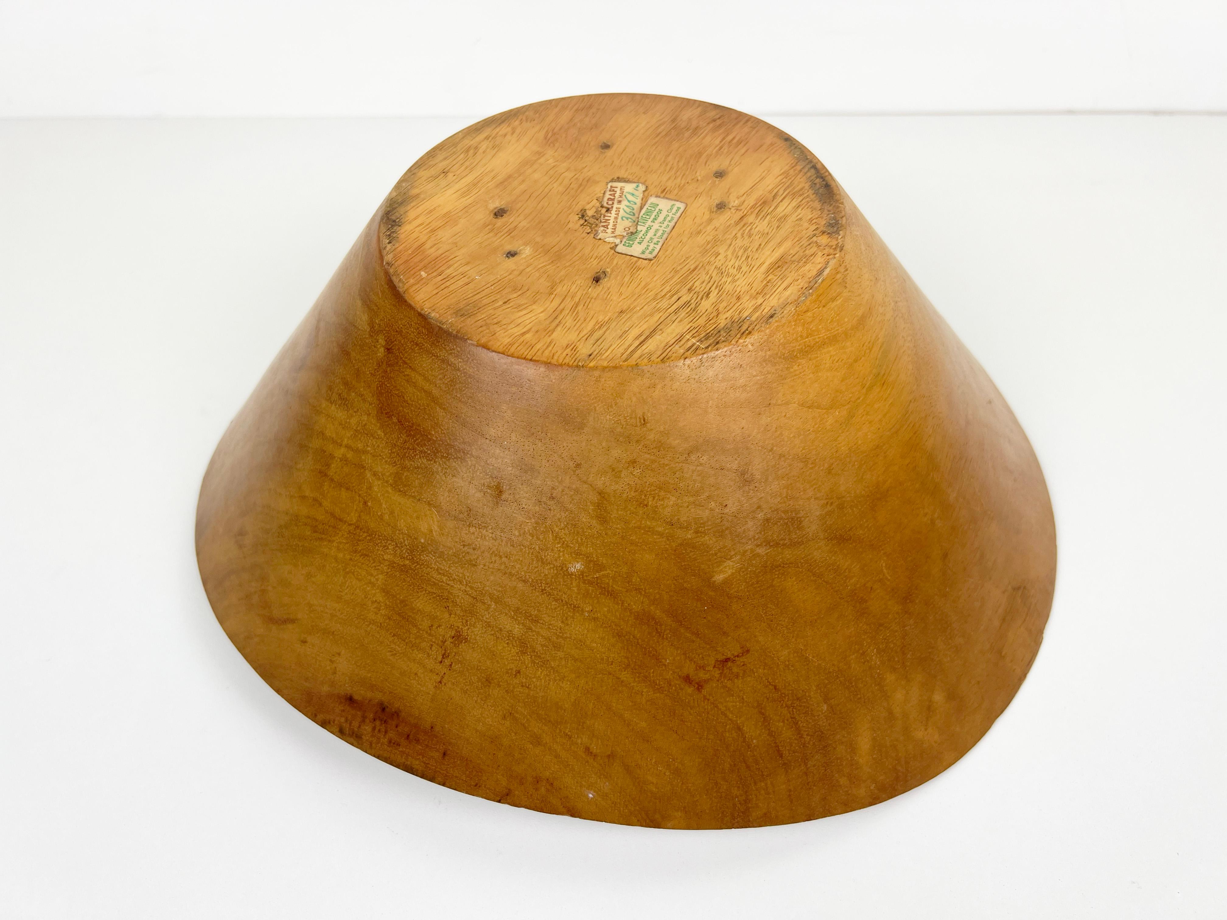 Arthur Umanoff Large Taverneau Wood Serving Bowl for Pantalcraft For Sale 1