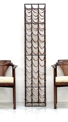 Arthur Umanoff Leather and Iron 48 Bottle Wine Rack