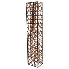 Arthur Umanoff Leather and Iron 48 Bottle Wine Rack