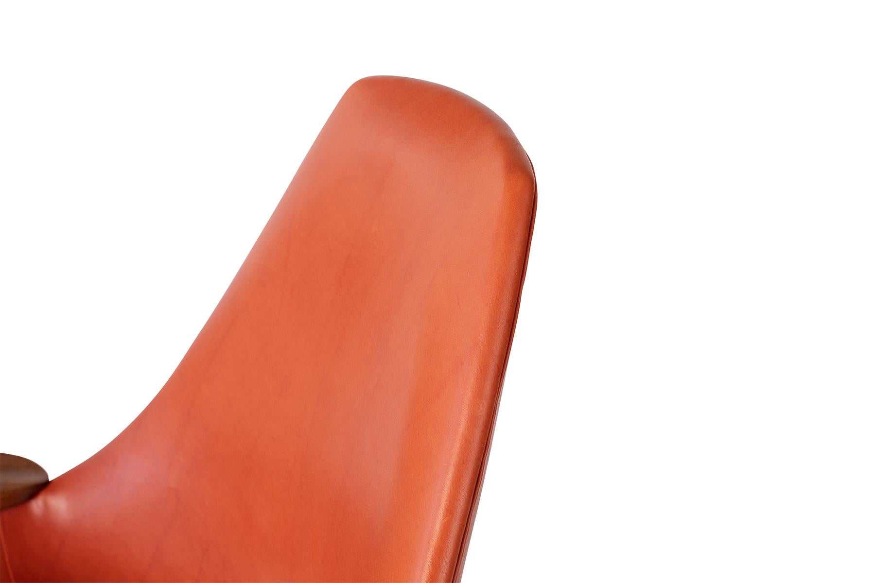 Mid-Century Modern Arthur Umanoff Leather Walnut and Steel Chair