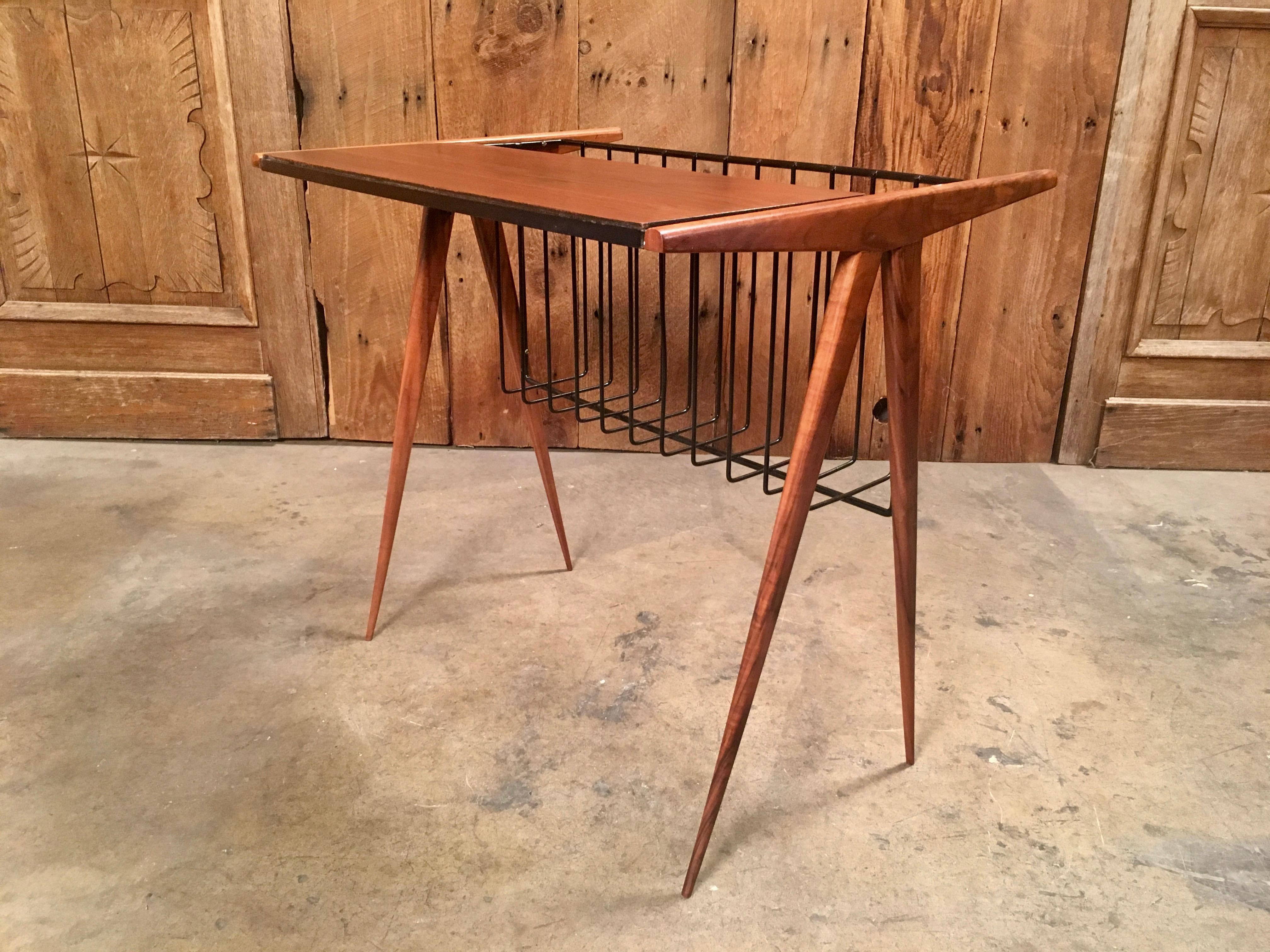 20th Century Arthur Umanoff Magazine Rack and Table