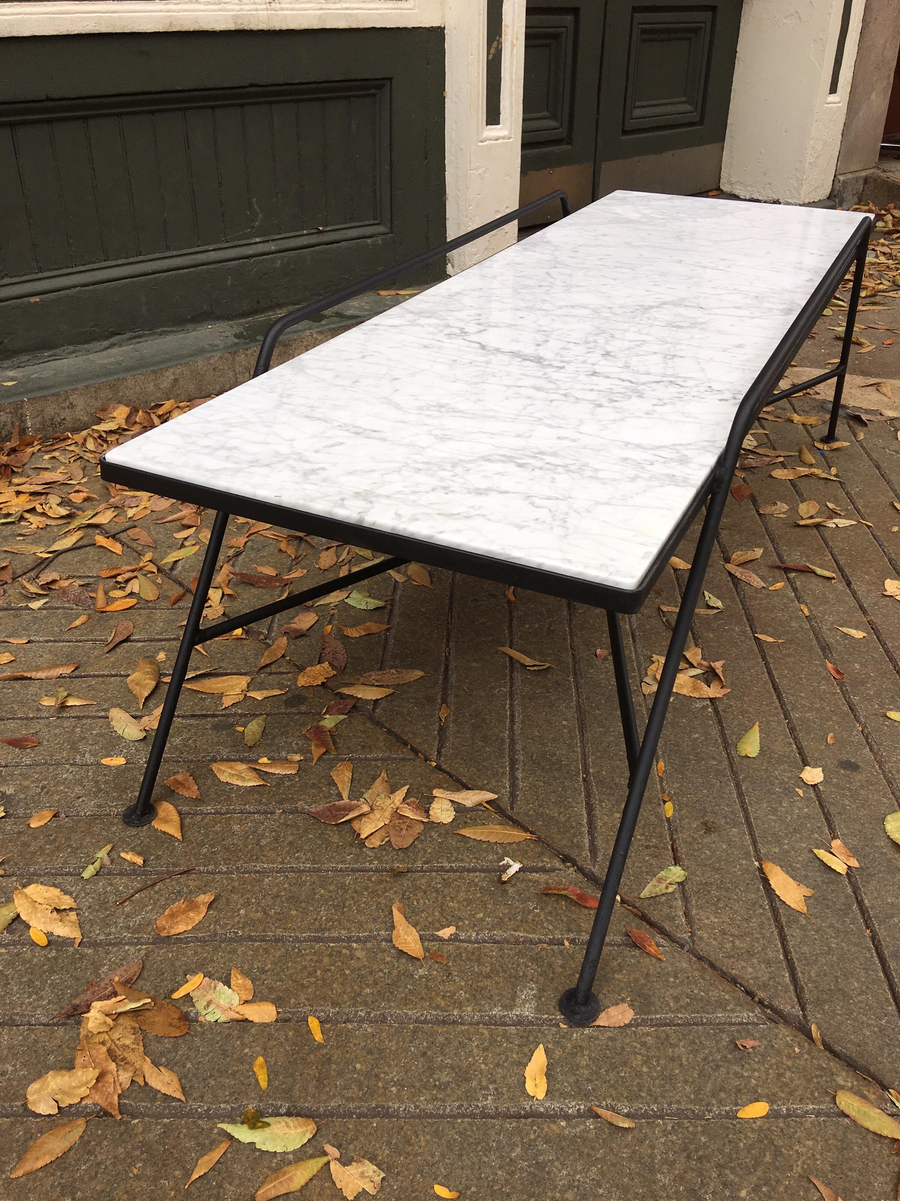 Arthur Umanoff Marble and Iron Coffee Table In Excellent Condition In Philadelphia, PA