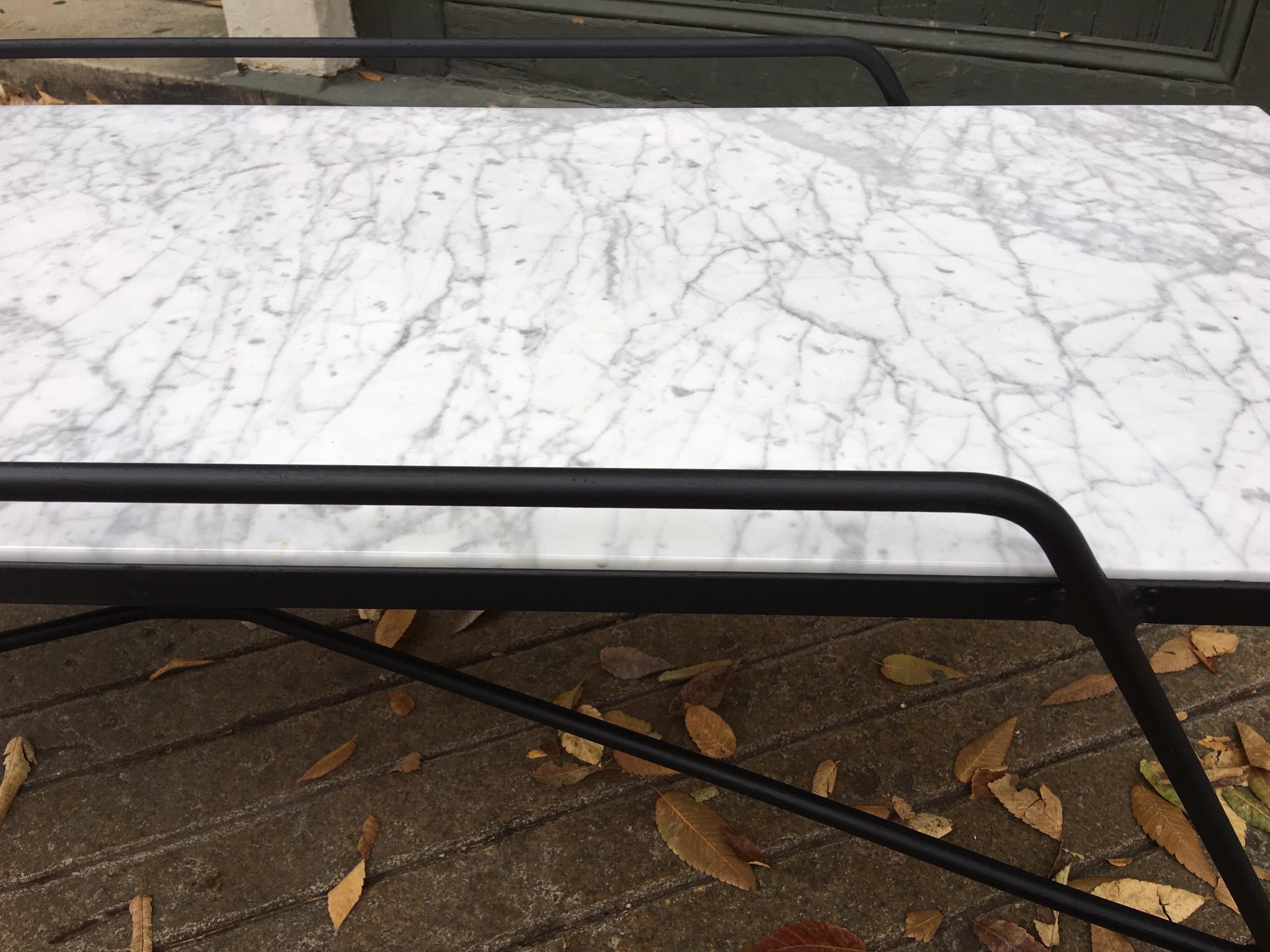 Arthur Umanoff Marble and Iron Coffee Table 1