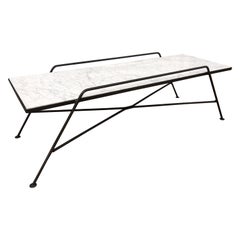 Arthur Umanoff Marble and Iron Coffee Table