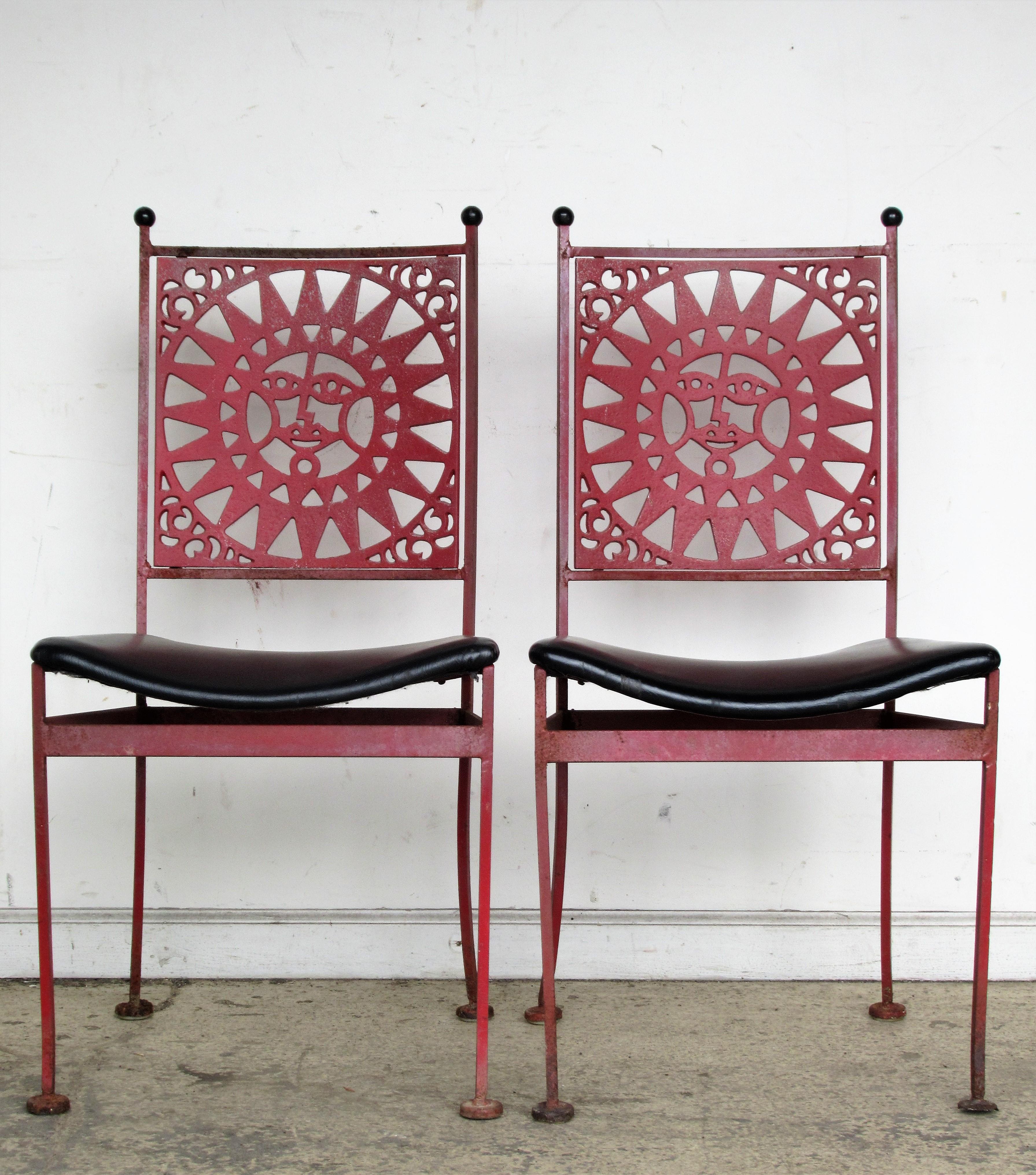 Arthur Umanoff Mayan Sun Design Iron Chairs  1