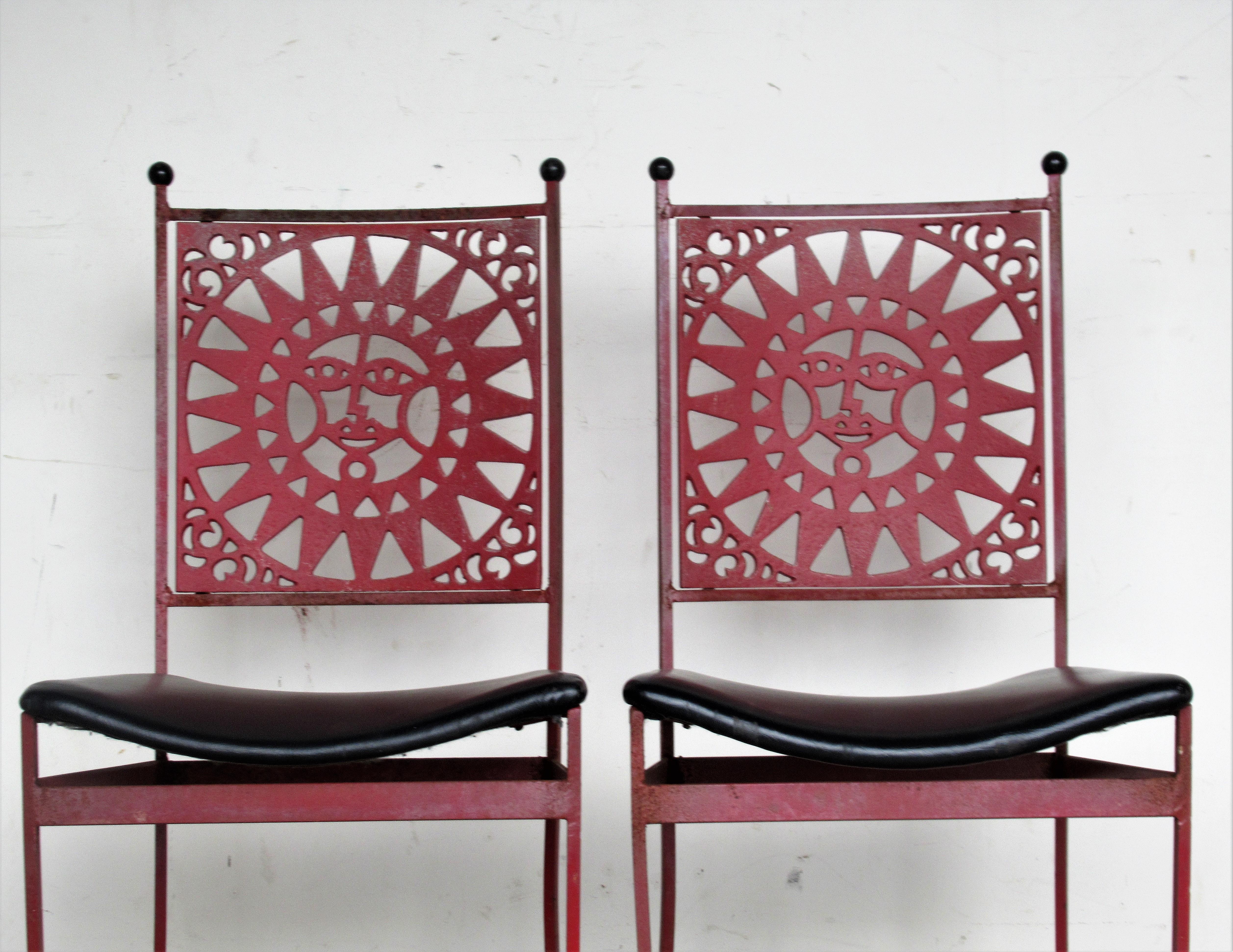 Arthur Umanoff Mayan Sun Design Iron Chairs  2