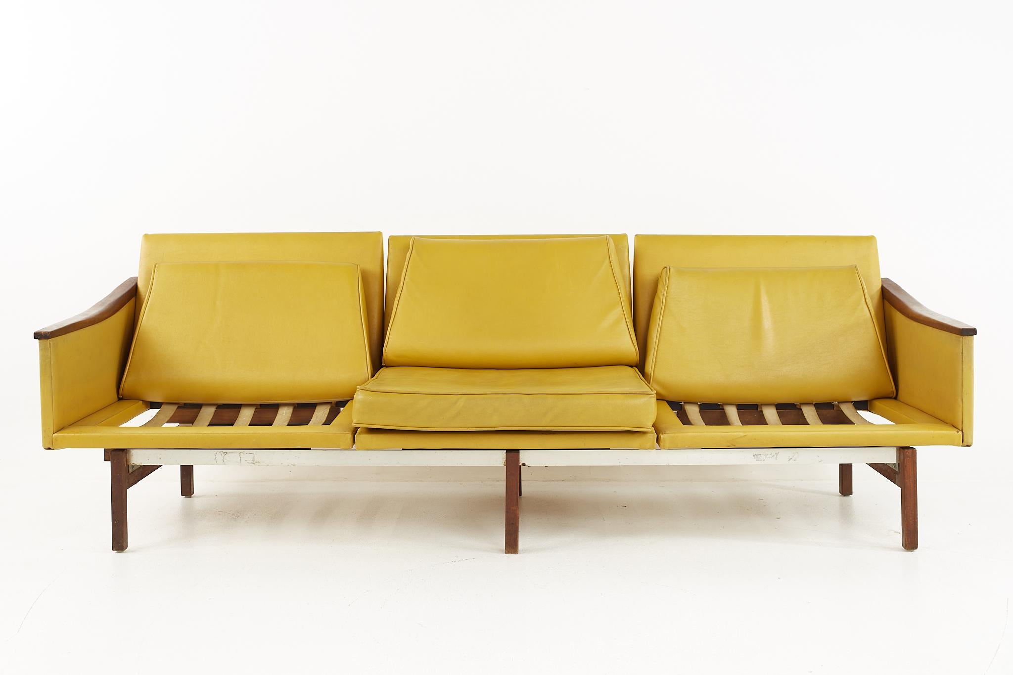 Arthur Umanoff mid century 3 seat sofa 

This sofa measures: 91 wide x 29 deep x 29.5 inches high, with a seat height of 15.5 and arm height of 21.25 inches

All pieces of furniture can be had in what we call restored vintage condition. That