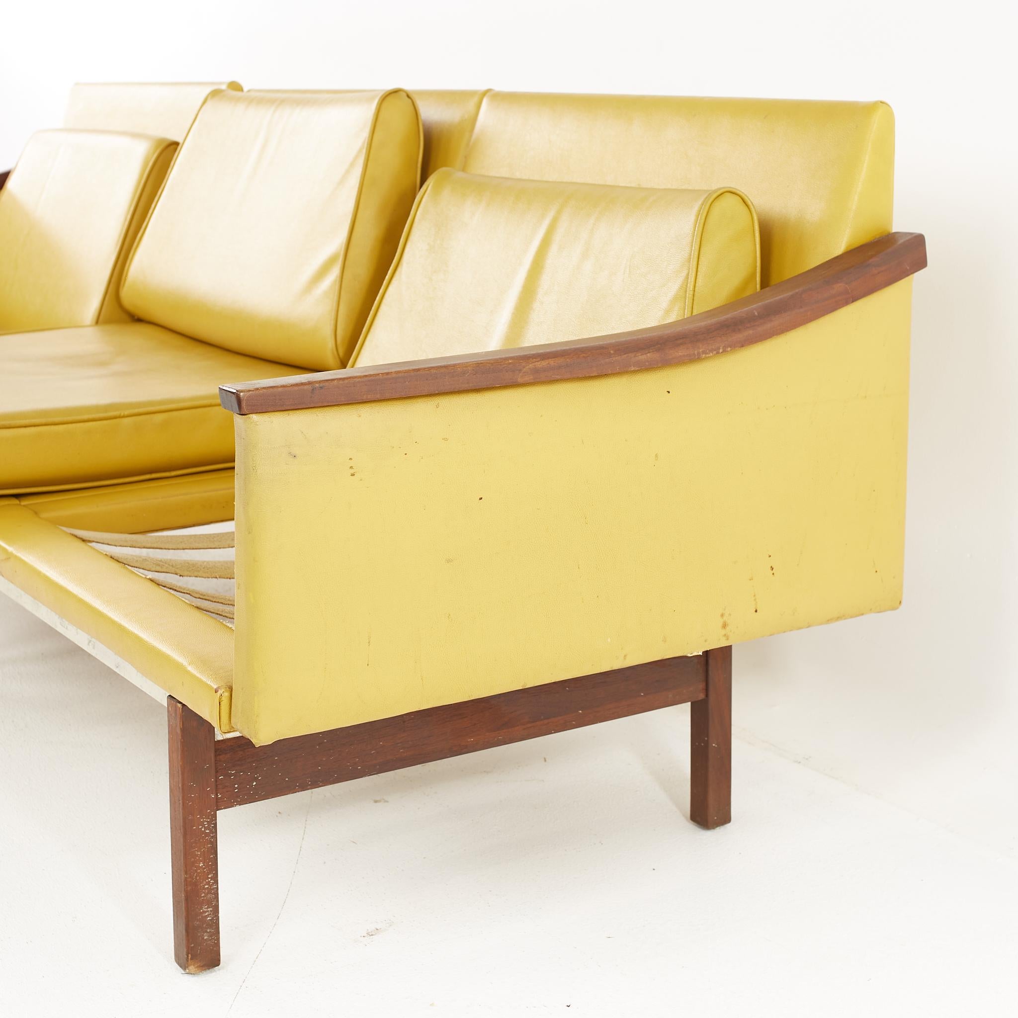 Upholstery Arthur Umanoff Mid Century 3 Seat Sofa For Sale
