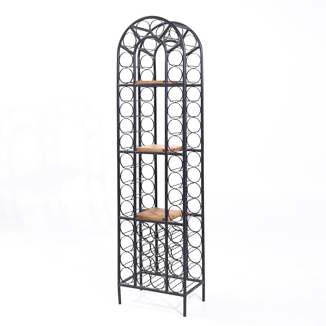 Mid-Century Modern Arthur Umanoff Mid Century 40 Bottle Tall Iron Wine Rack For Sale