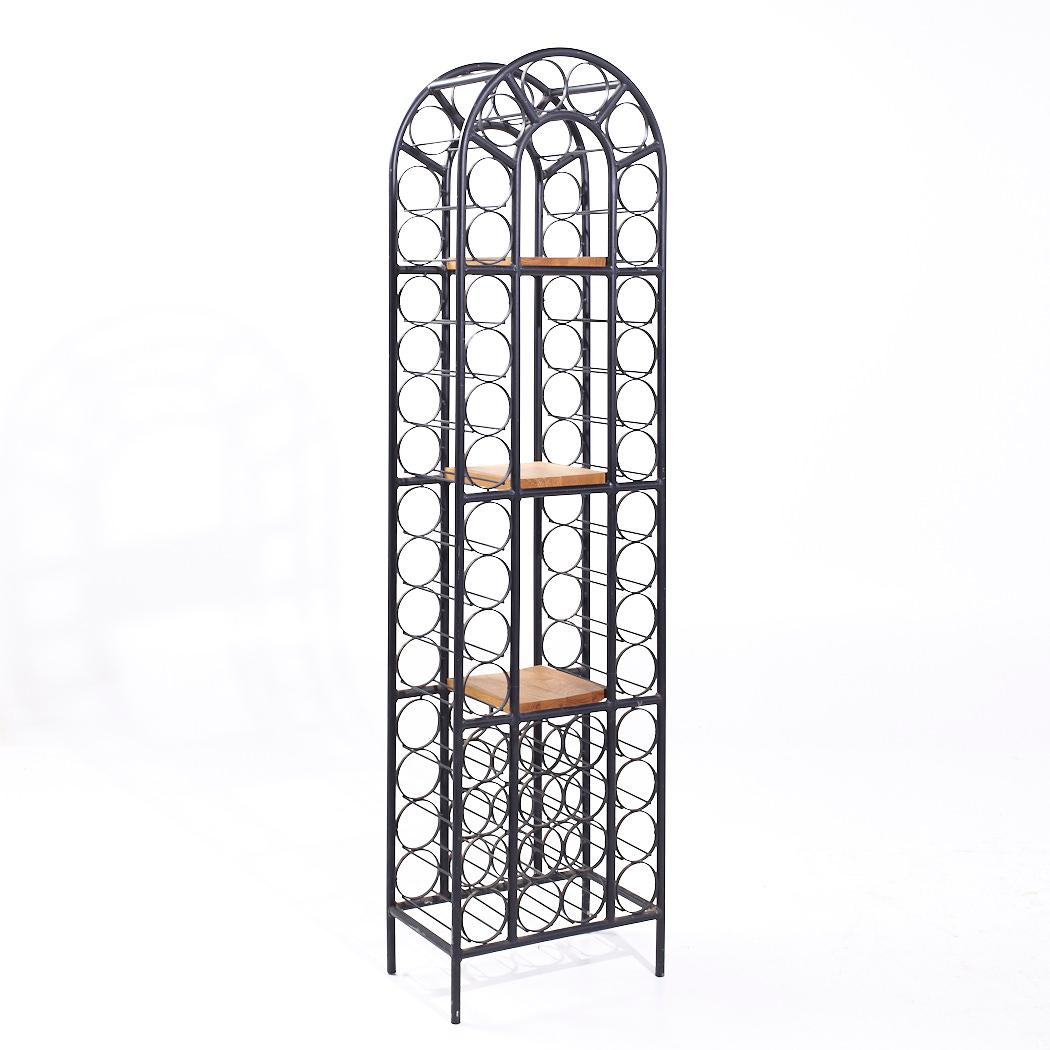 Arthur Umanoff Mid Century 40 Bottle Tall Iron Wine Rack In Good Condition For Sale In Countryside, IL
