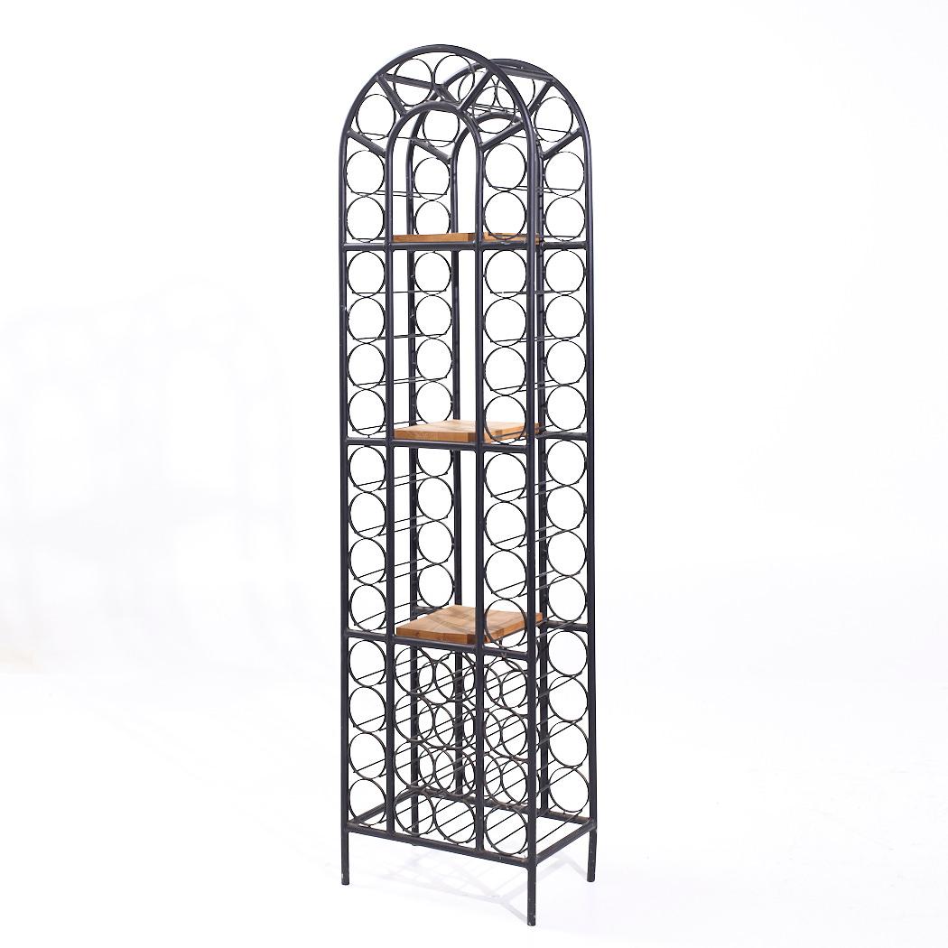 Arthur Umanoff Mid Century 40 Bottle Tall Iron Wine Rack For Sale 1