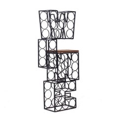 Arthur Umanoff Mid Century Iron and Wood 16 Bottle Wine Rack