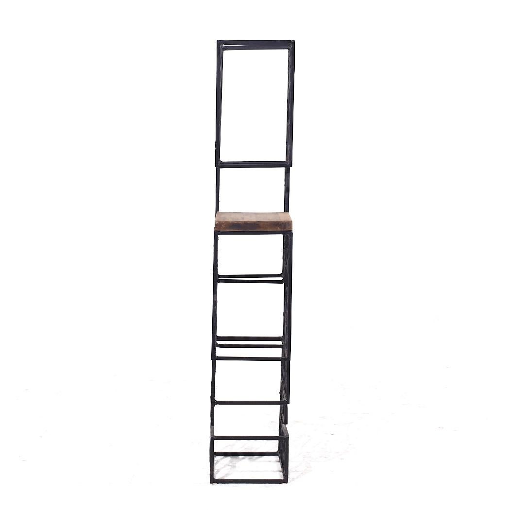 American Arthur Umanoff Mid Century Iron and Wood 16 Bottle Wine Rack For Sale