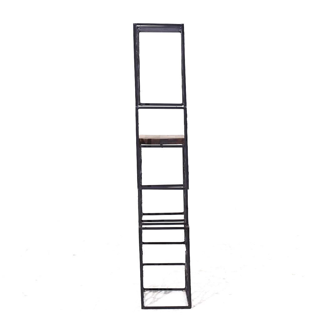 Arthur Umanoff Mid Century Iron and Wood 16 Bottle Wine Rack In Good Condition For Sale In Countryside, IL
