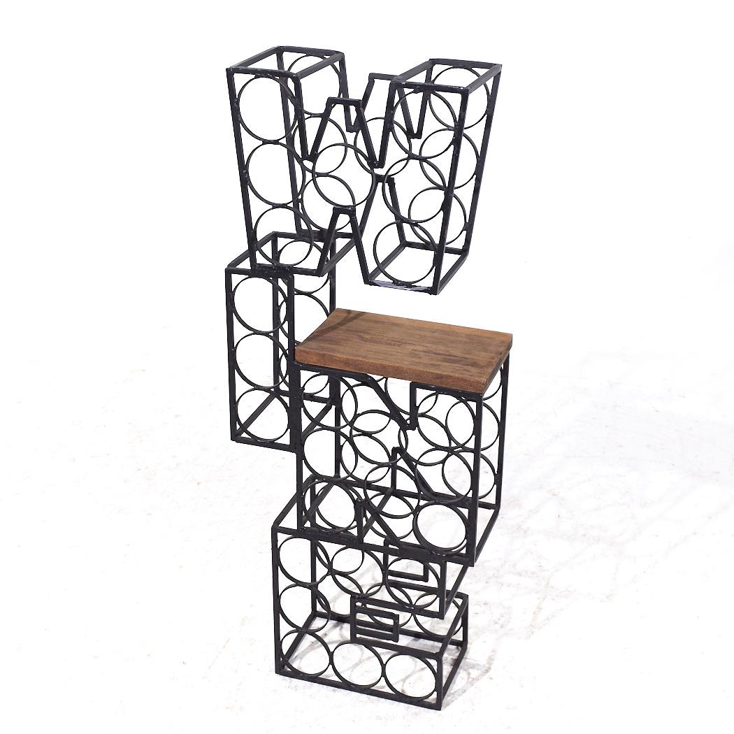 Arthur Umanoff Mid Century Iron and Wood 16 Bottle Wine Rack For Sale 3