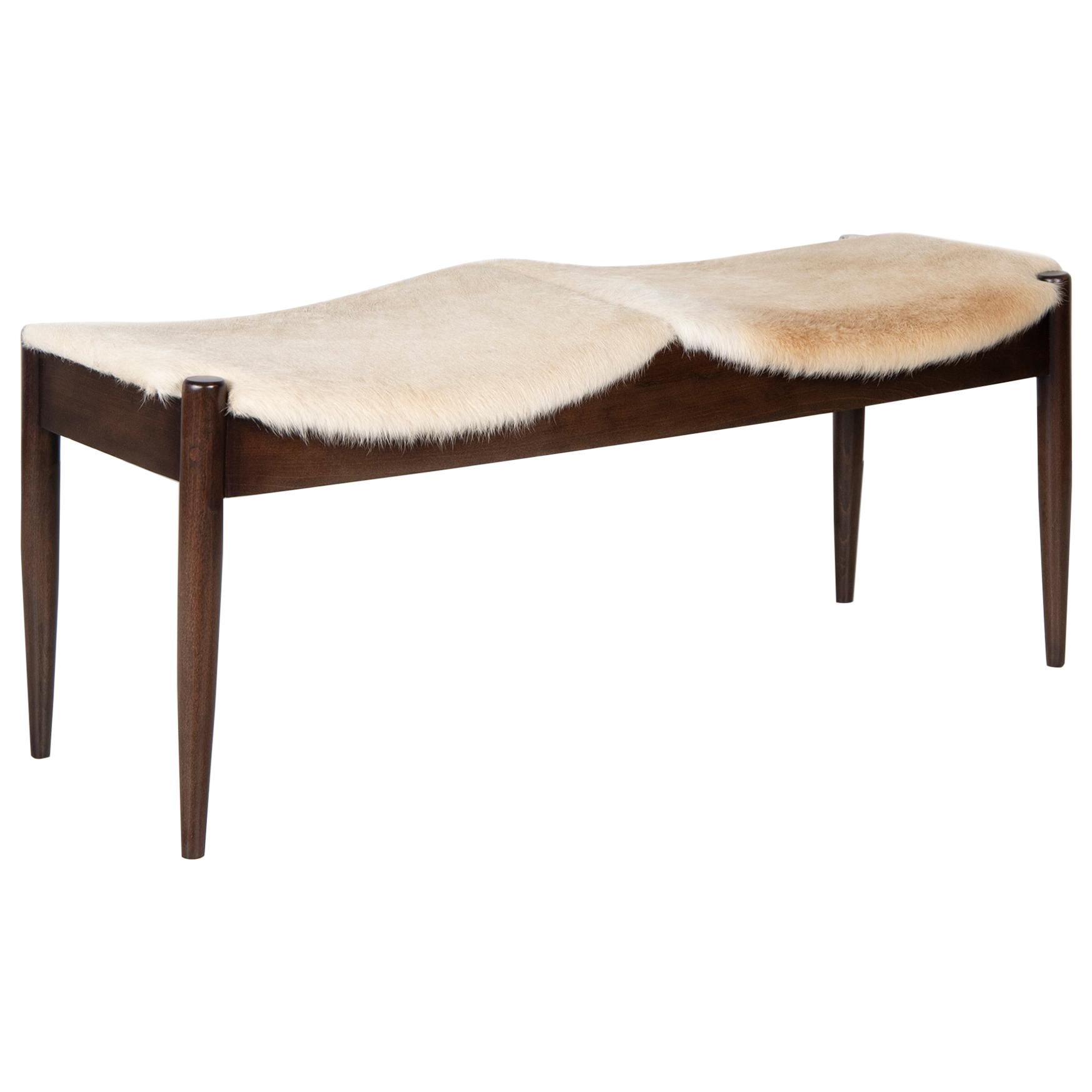 Arthur Umanoff Mid-Century Modern Bench with Brazilian Cowhide