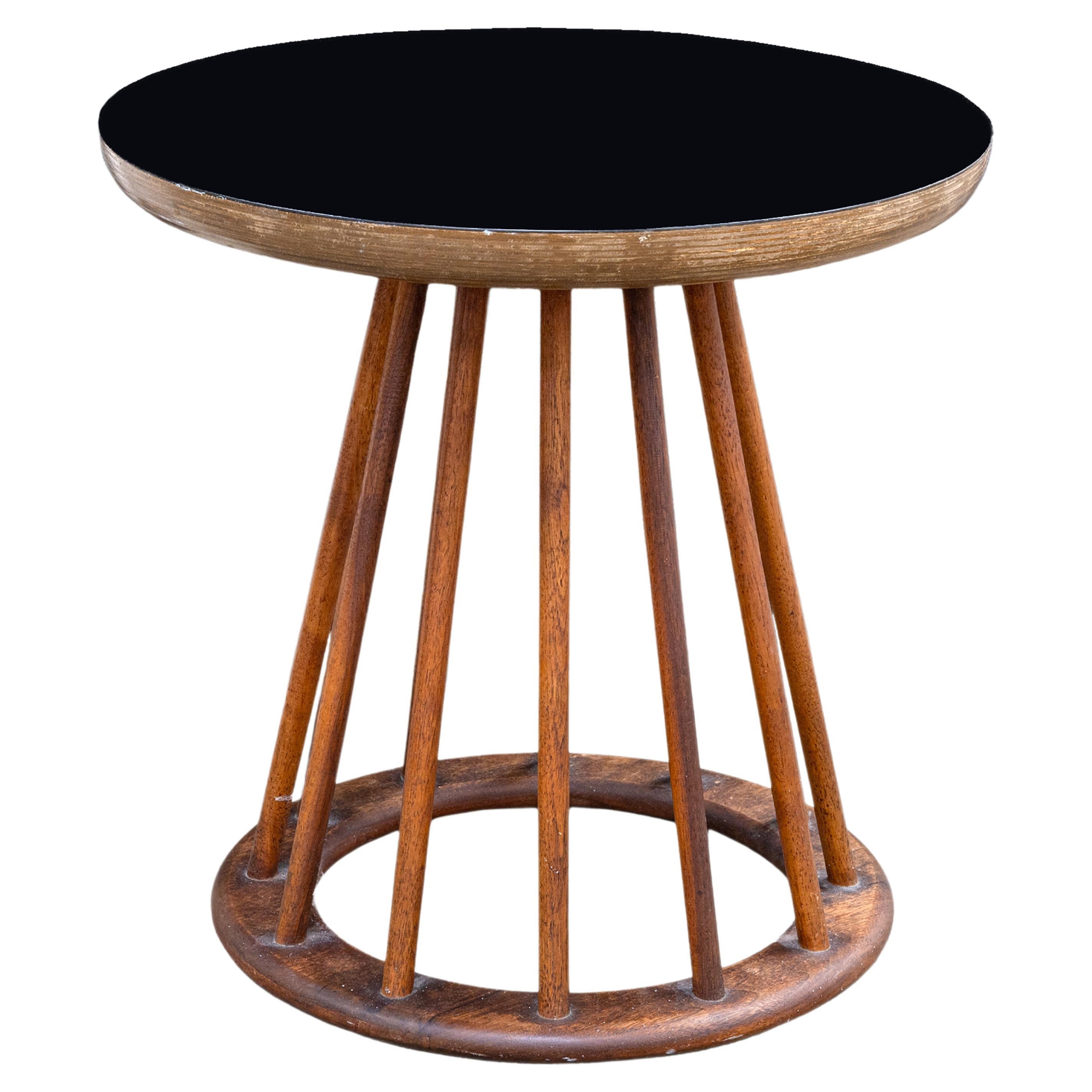 Arthur Umanoff Mid Century Modern Black Top Wooden Spindle Side End Table