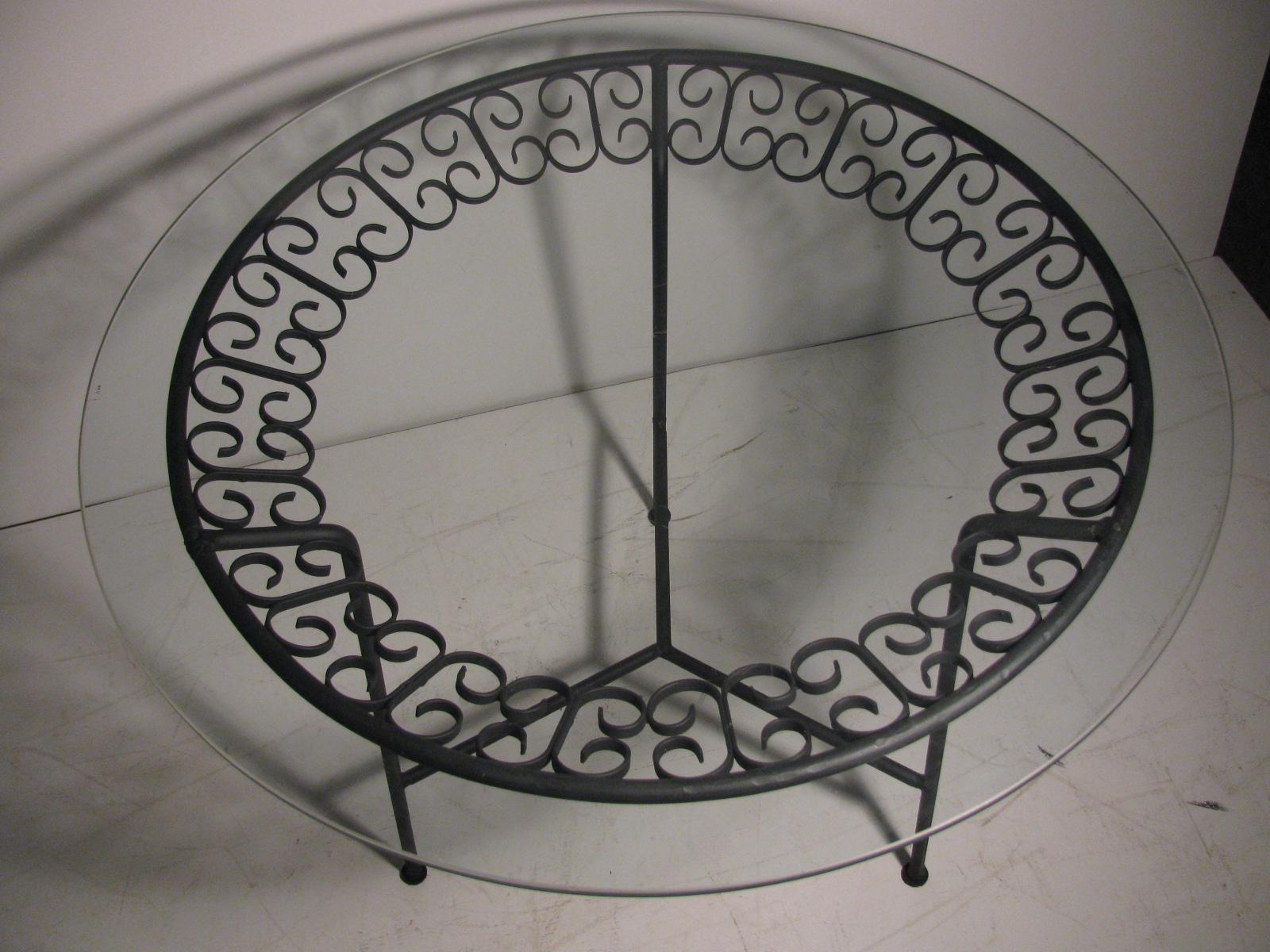 Glass Arthur Umanoff Mid-Century Modern Tri-Leg Dining Patio Table