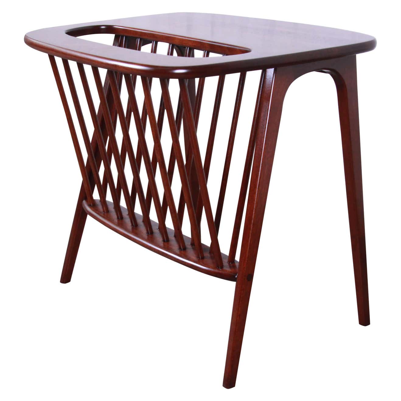 Arthur Umanoff Mid-Century Modern Walnut Magazine Rack Side Table at ...