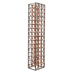 Arthur Umanoff Mid-Century Modern Wrought Iron and Leather 48-Bottle Wine Rack