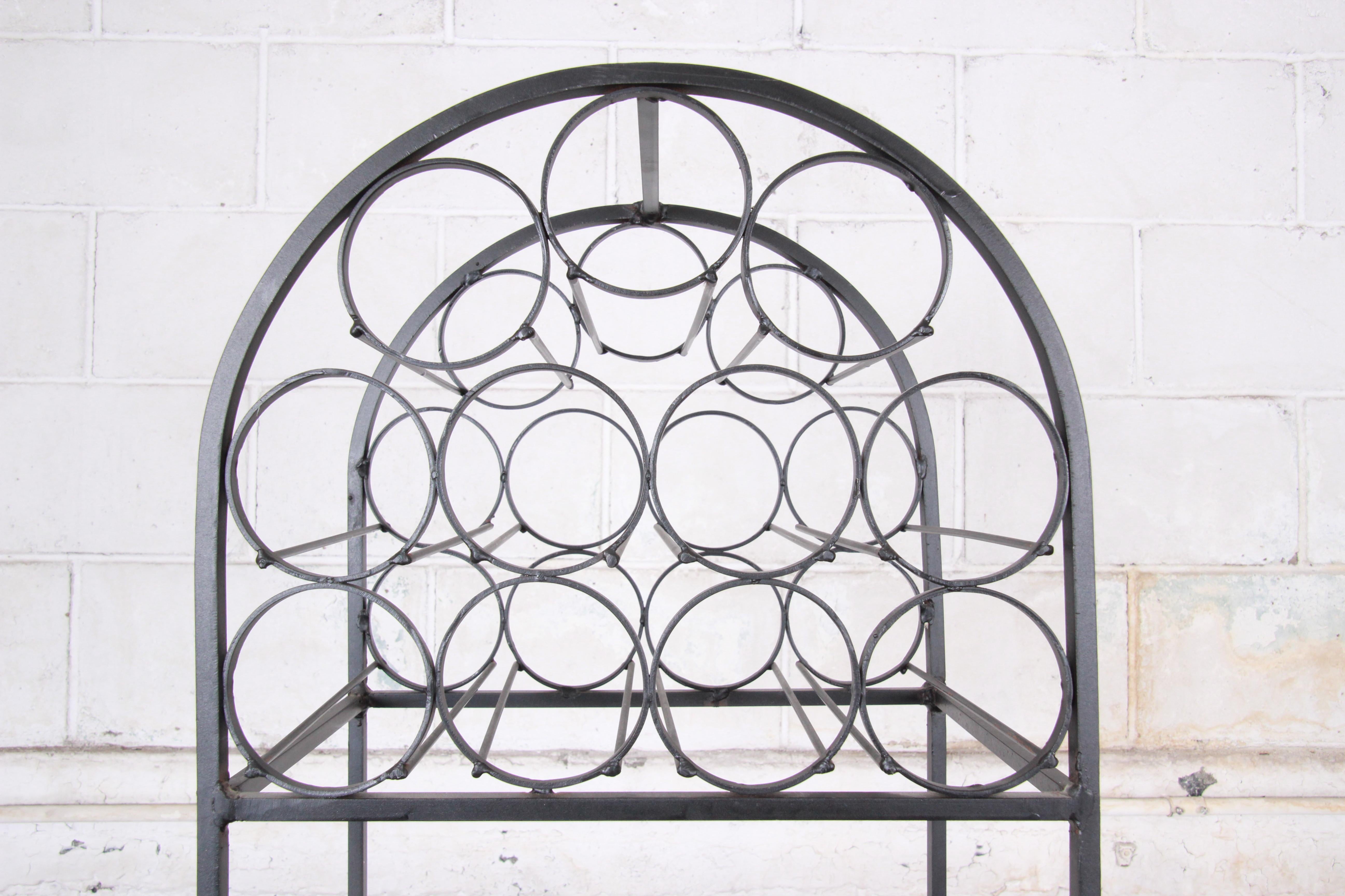 Arthur Umanoff Mid-Century Modern Wrought Iron Arched 39-Bottle Wine Rack 1