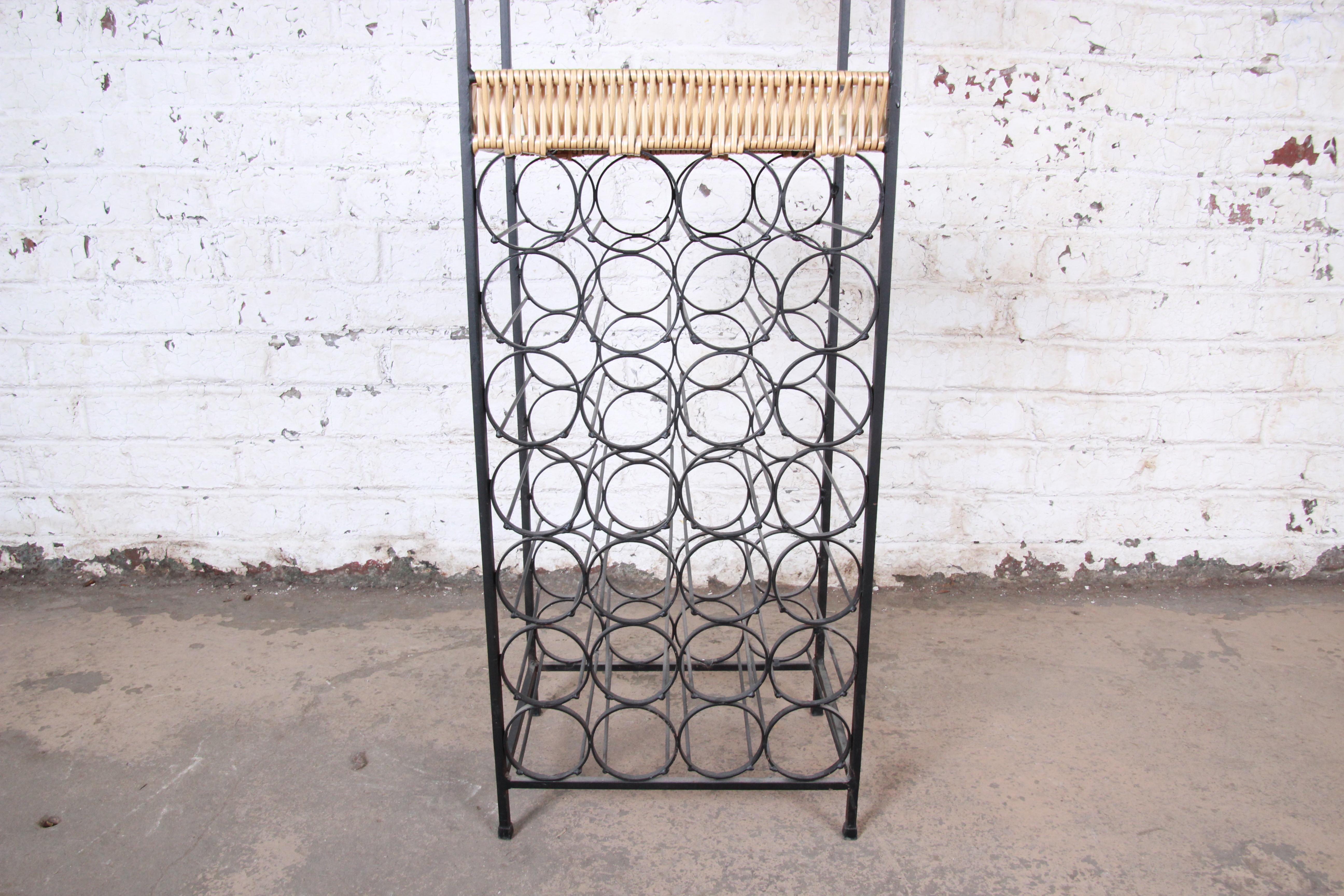 Arthur Umanoff Mid-Century Modern Wrought Iron Arched 39-Bottle Wine Rack 2