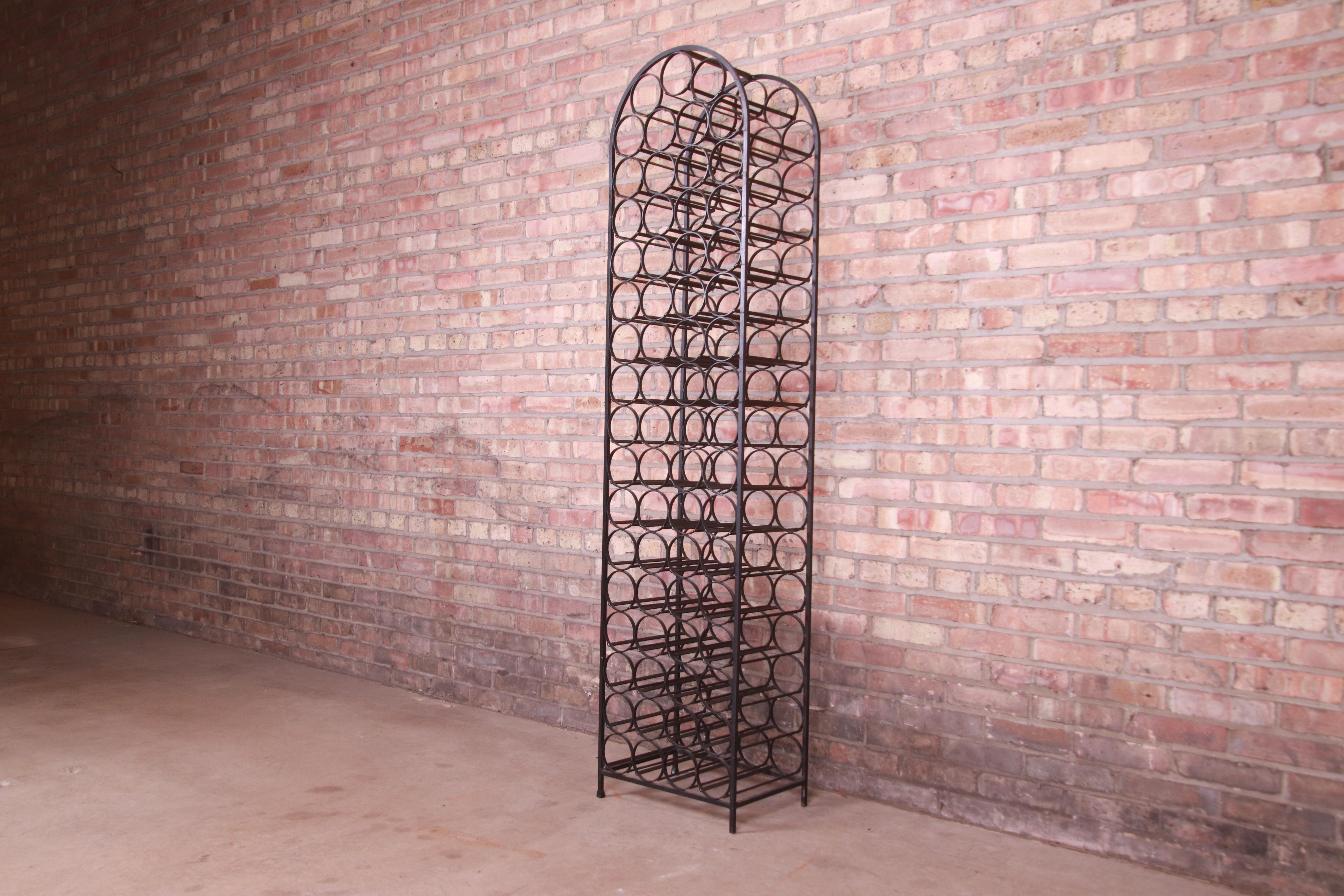 Arthur Umanoff Mid-Century Modern Wrought Iron Arched 71-Bottle Wine Rack, 1950s In Good Condition In South Bend, IN