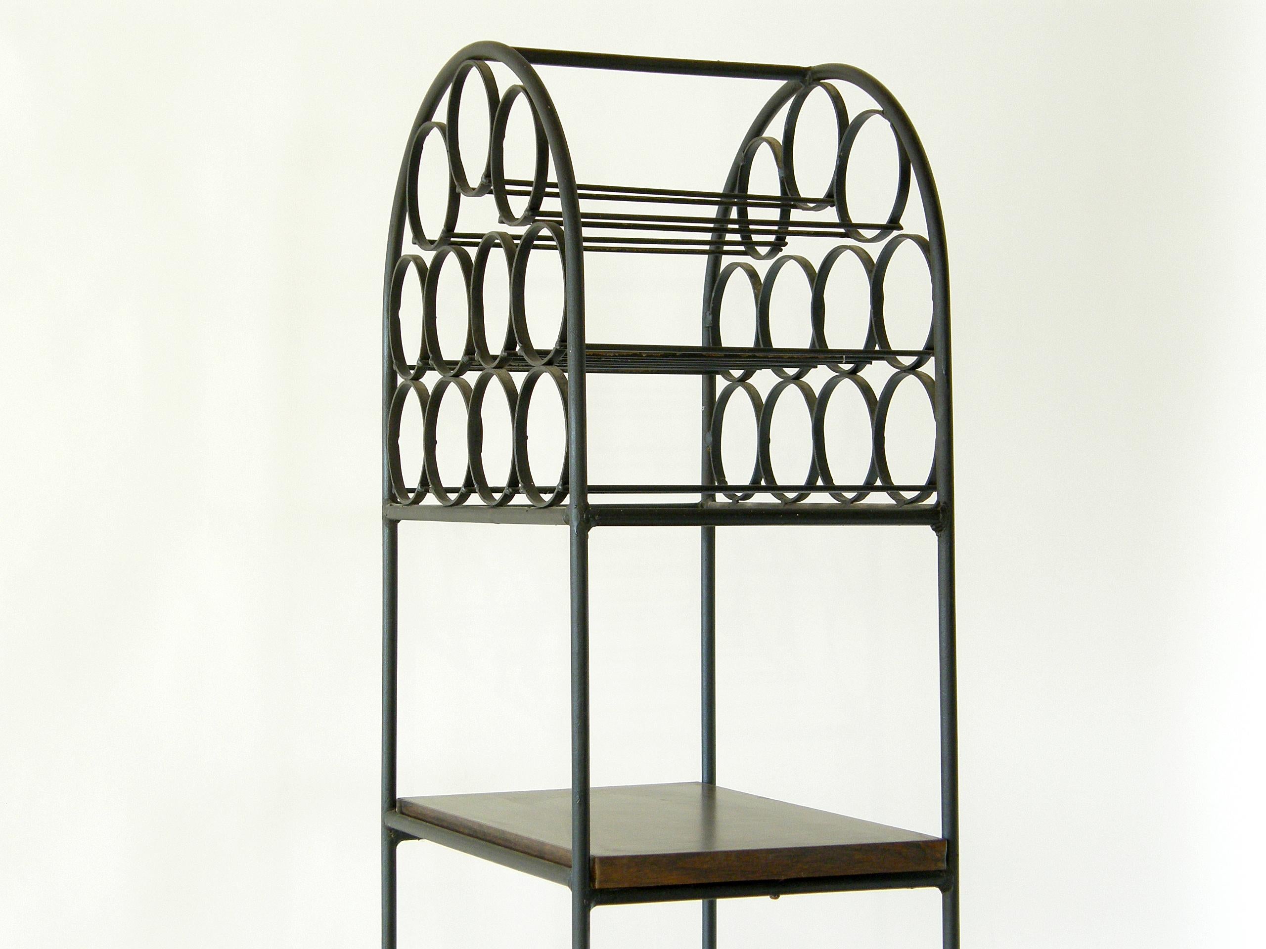 Arthur Umanoff Mid-Century Modern Wrought Iron Wine Rack Cocktail Bar In Good Condition In Chicago, IL