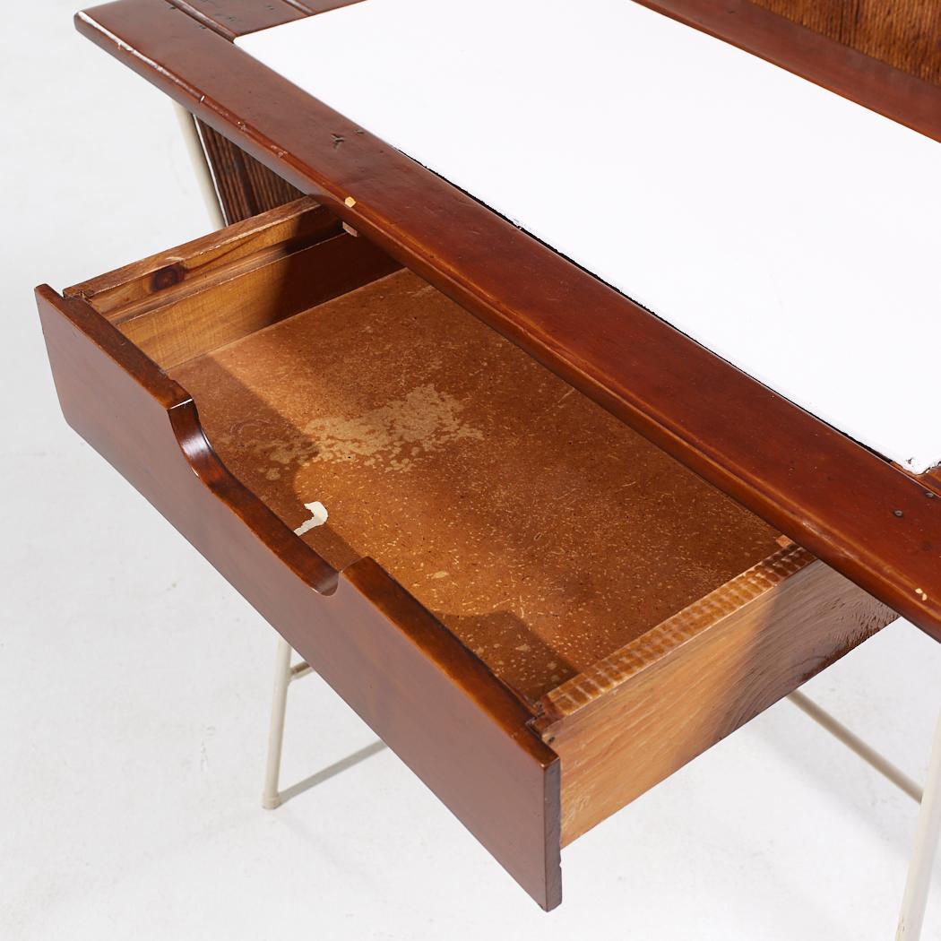 Arthur Umanoff Mid Century Wrought Iron and Rush Desk For Sale 5