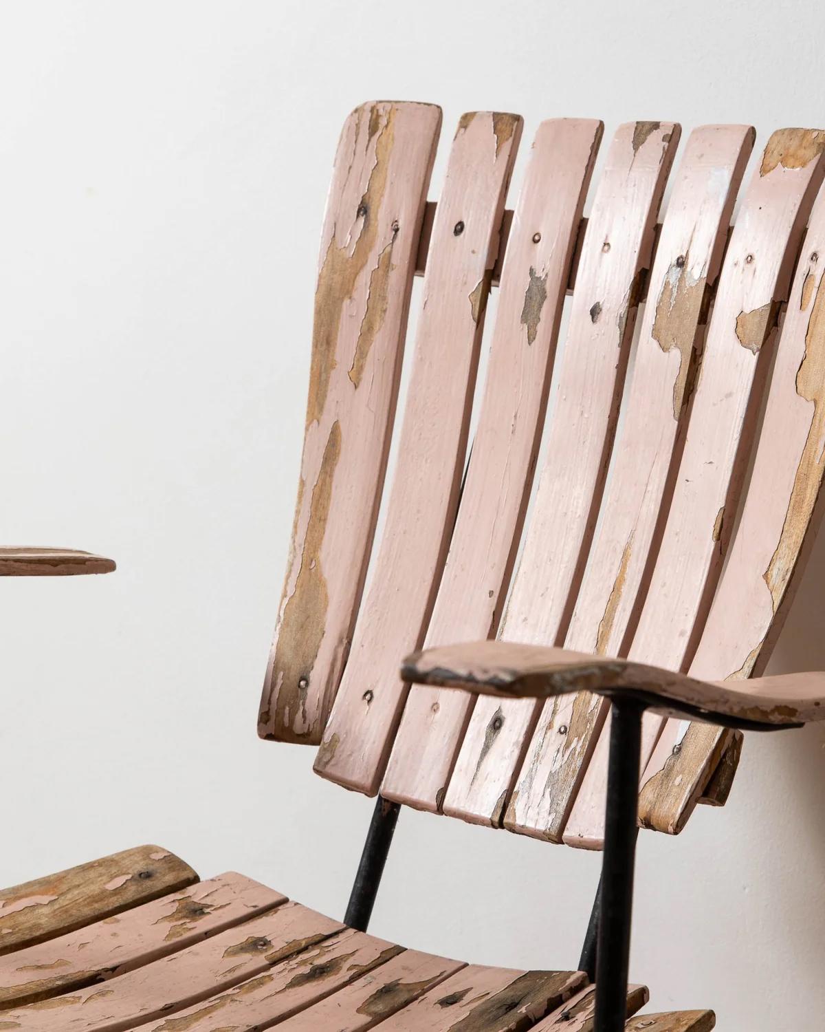 Mid-Century moderno Sedia dipinta di rosa con braccioli Arthur Umanoff in vendita