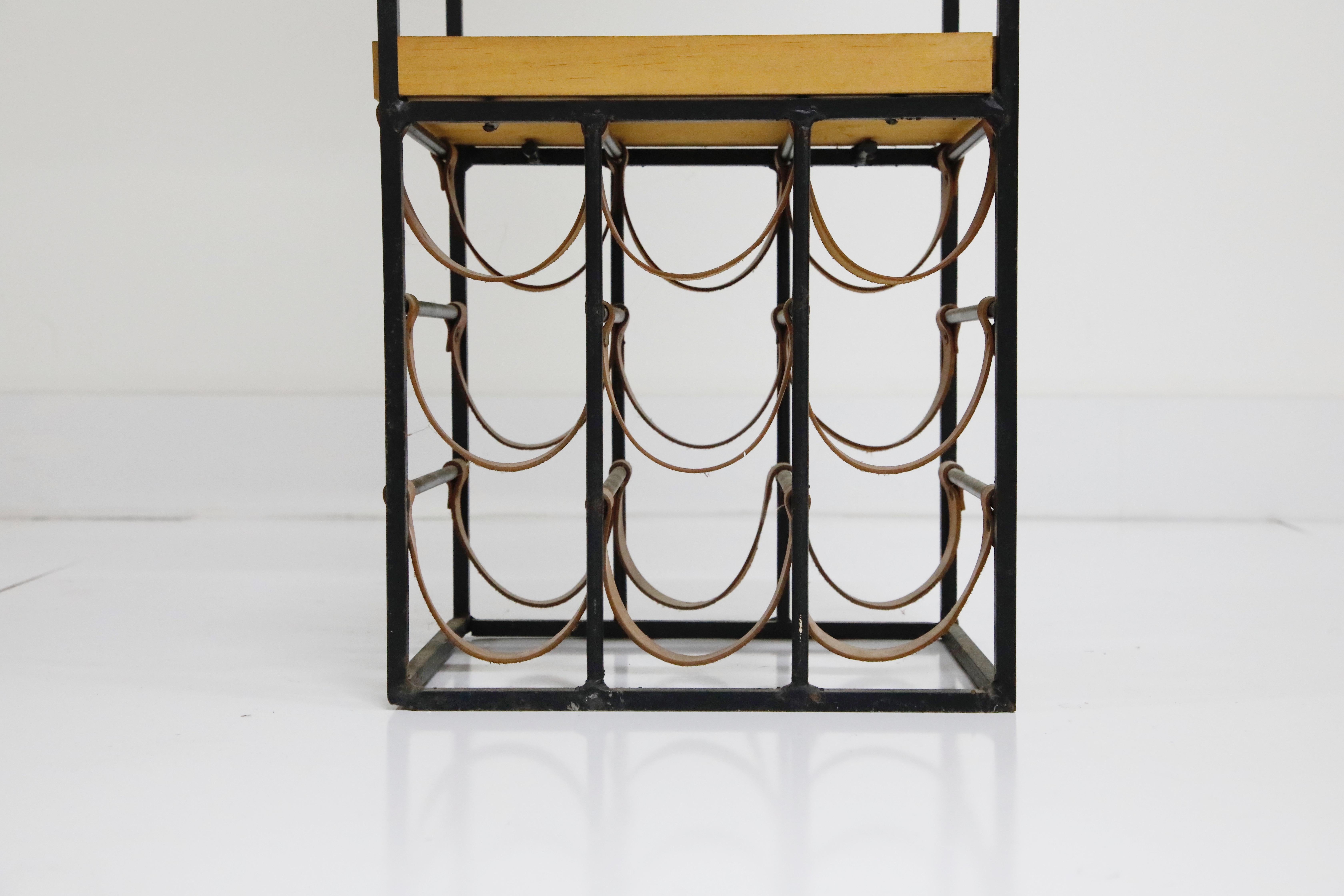 Arthur Umanoff Room Divider with Leather Wine Racks and Butcher Blocks, 1950s 11