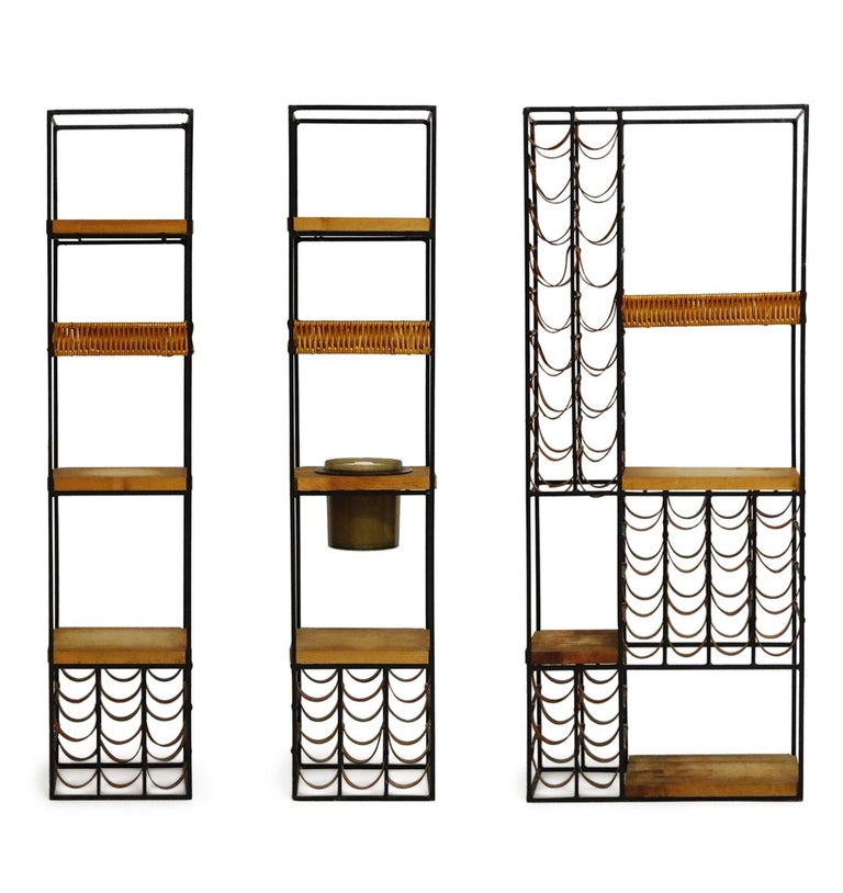 Arthur Umanoff Room Divider with Leather Wine Racks and Butcher Blocks, 1950s at 1stDibs wine