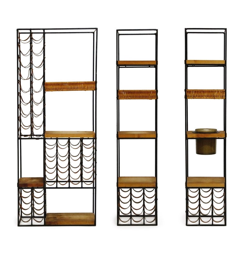 Arthur Umanoff Room Divider with Leather Wine Racks and Butcher Blocks, 1950s at 1stDibs wine