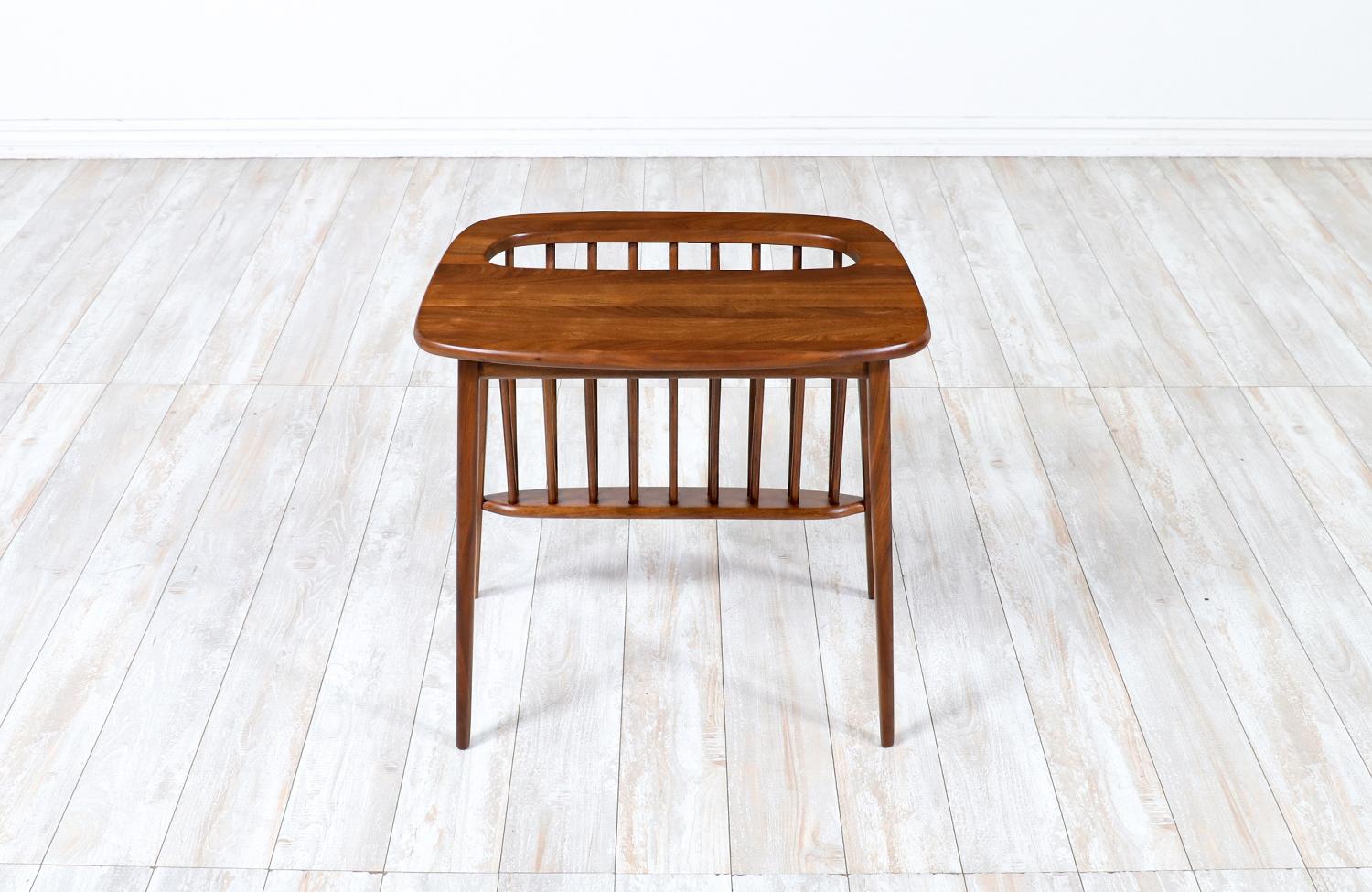 vintage wood side table with magazine rack