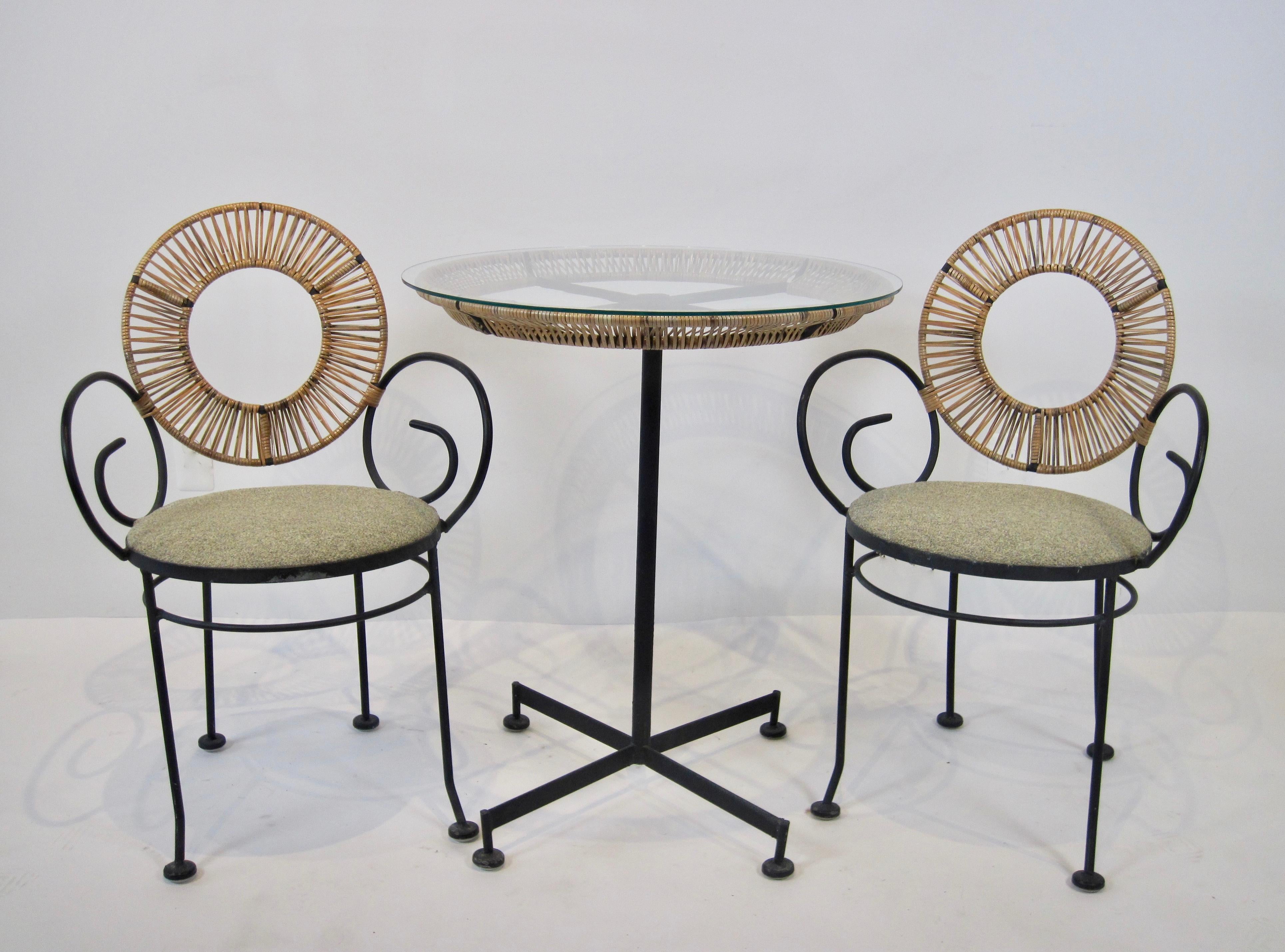 Mid-Century Modern Arthur Umanoff Shaver Howard Bistro Table and Two Chairs For Sale