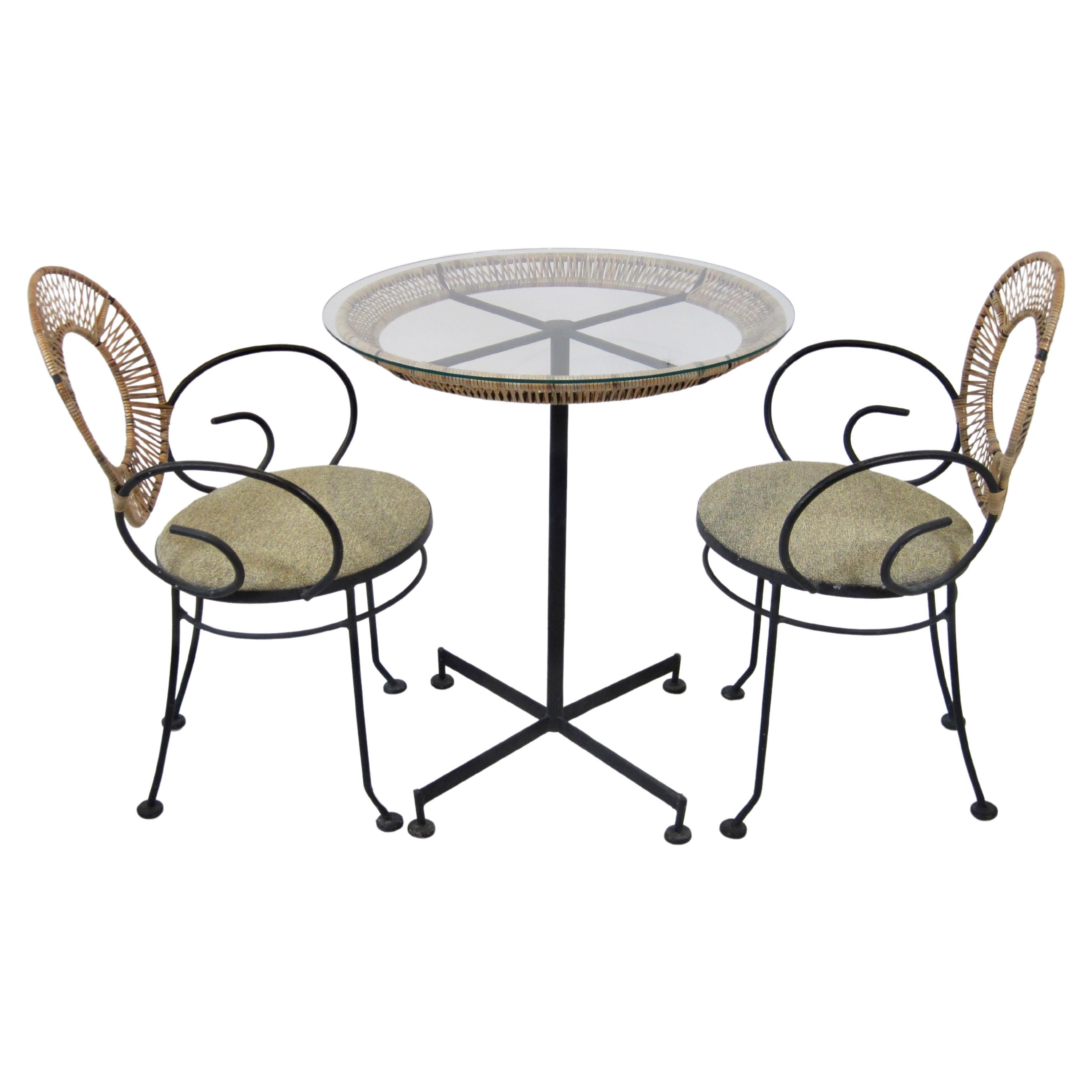 Arthur Umanoff Shaver Howard Bistro Table and Two Chairs For Sale